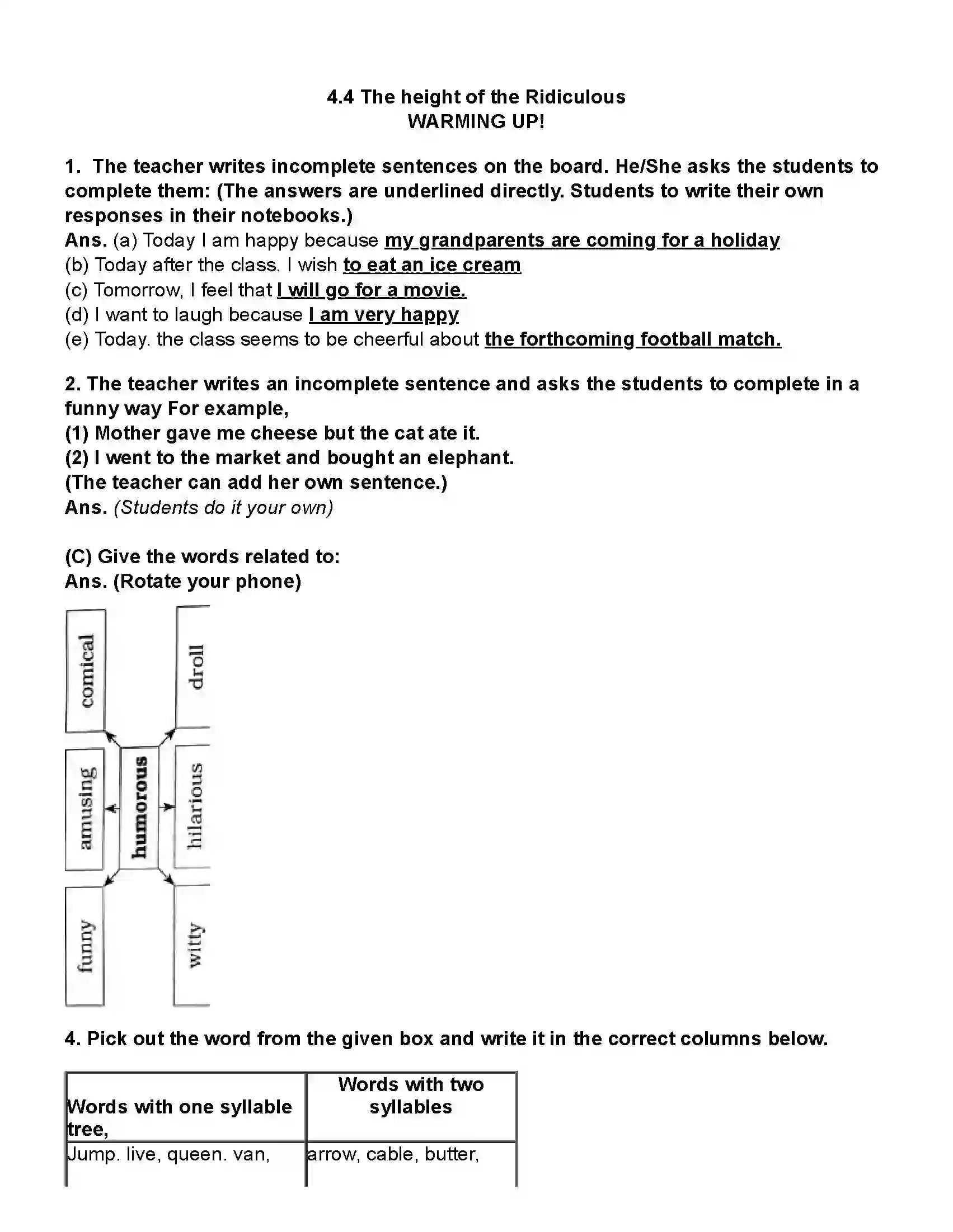 Maharashtra Board Class 10th English (Chapters Notes) The Height of the Ridiculous Revision Note 1