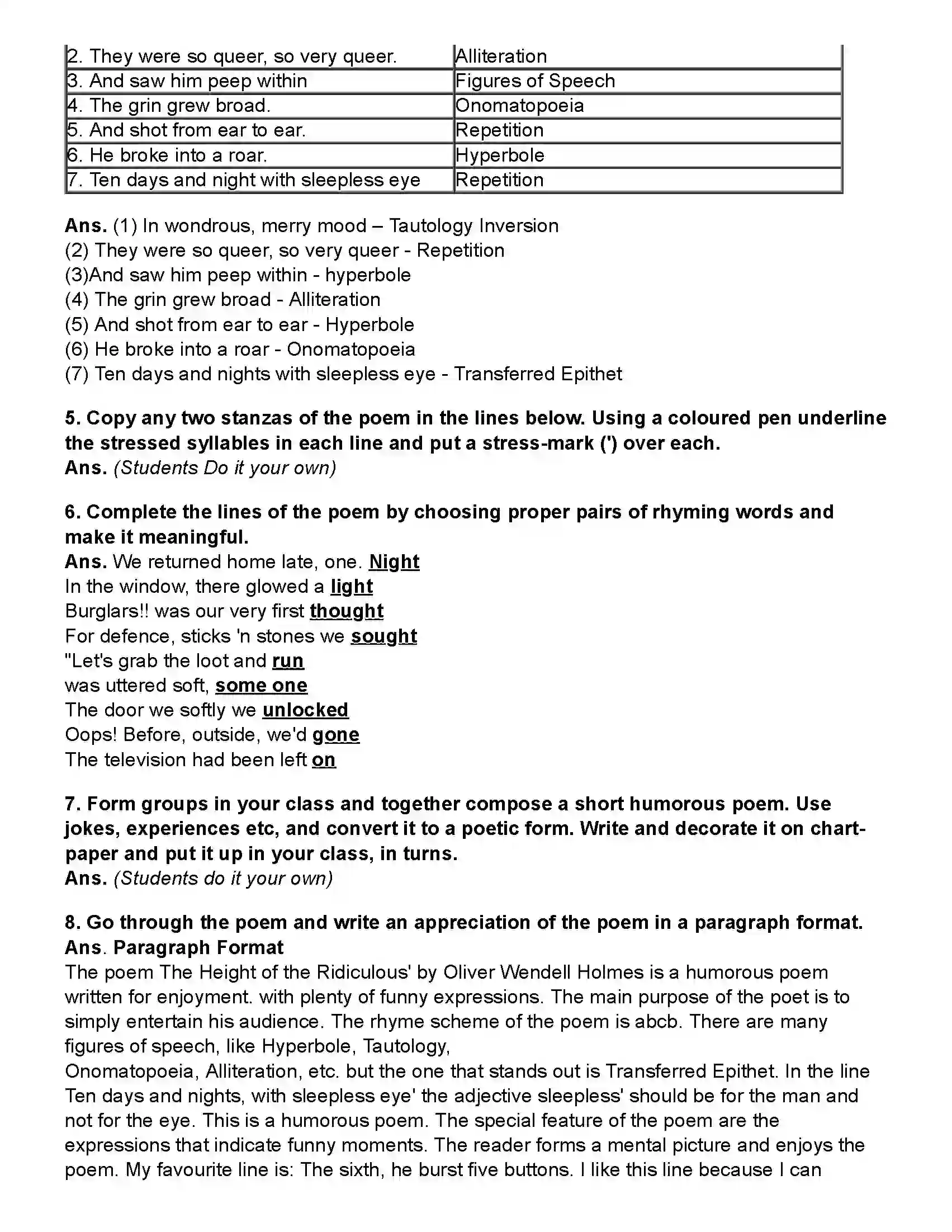 Maharashtra Board Class 10th English (Chapters Notes) The Height of the Ridiculous Revision Note 4