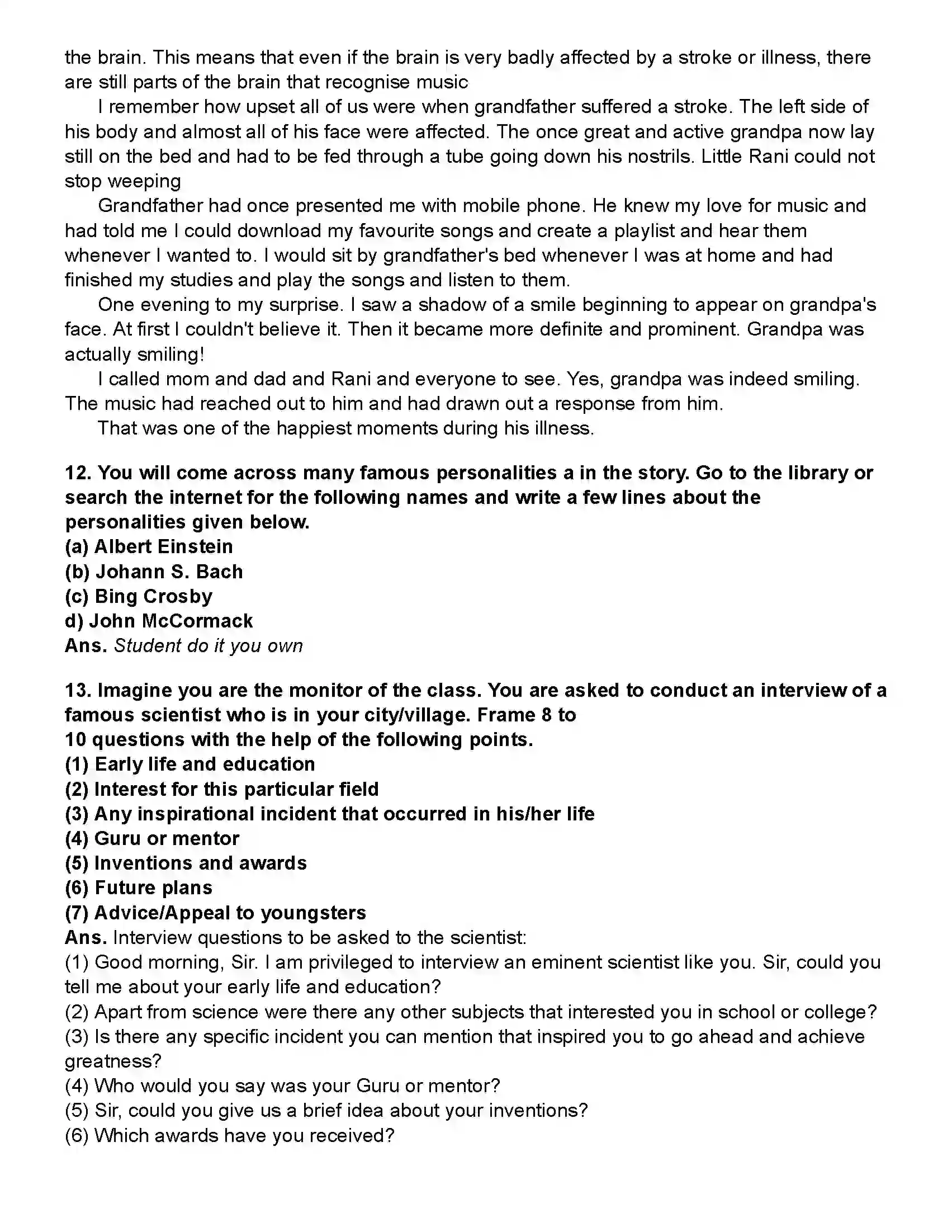 Maharashtra Board Class 10th English (Chapters Notes) The Night I Met Einstein Revision Note 7