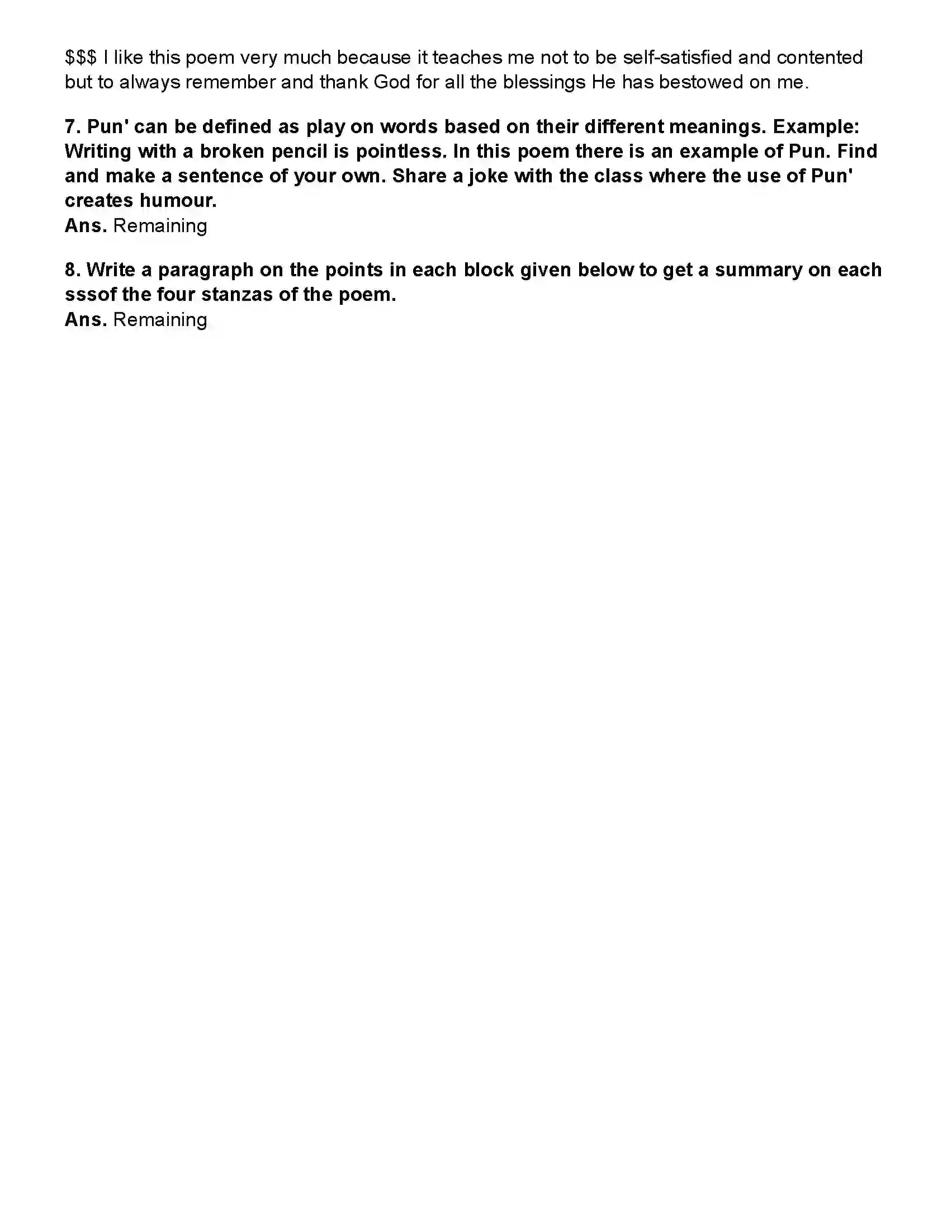 Maharashtra Board Class 10th English (Chapters Notes) The Pulley. Revision Note 5