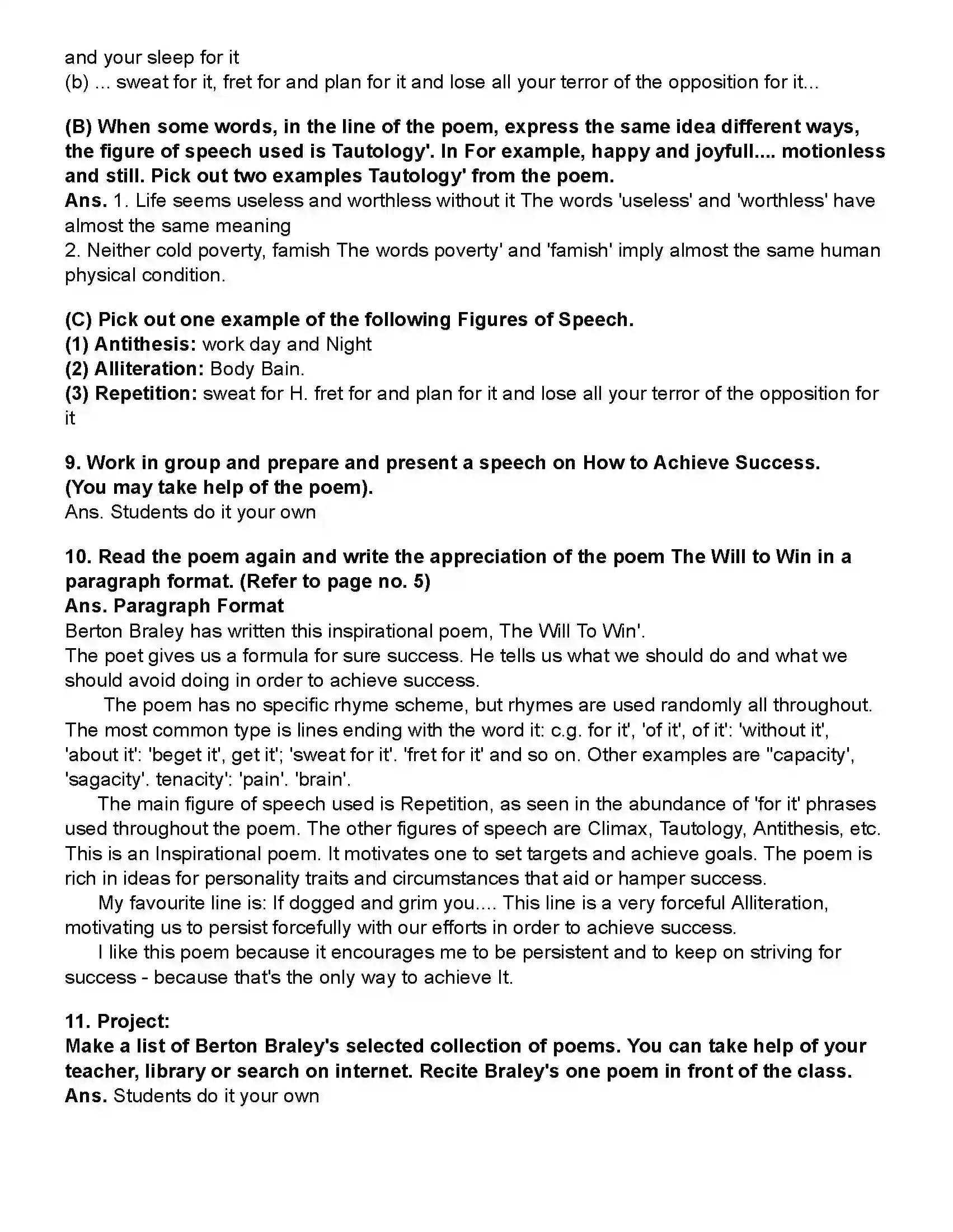 Maharashtra Board Class 10th English (Chapters Notes) The Will to Win Revision Note 5