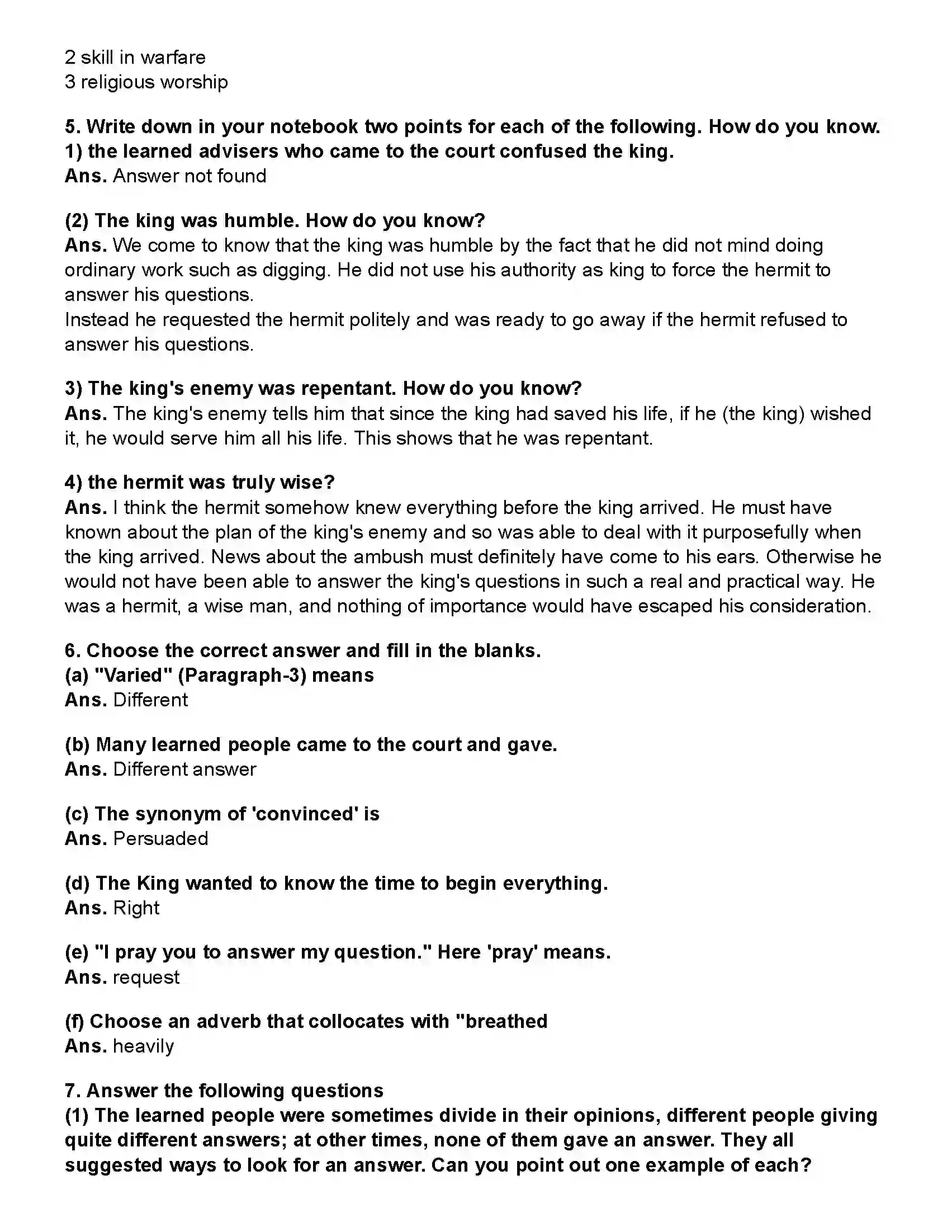 Maharashtra Board Class 10th English (Chapters Notes) Three Questions Revision Note 4