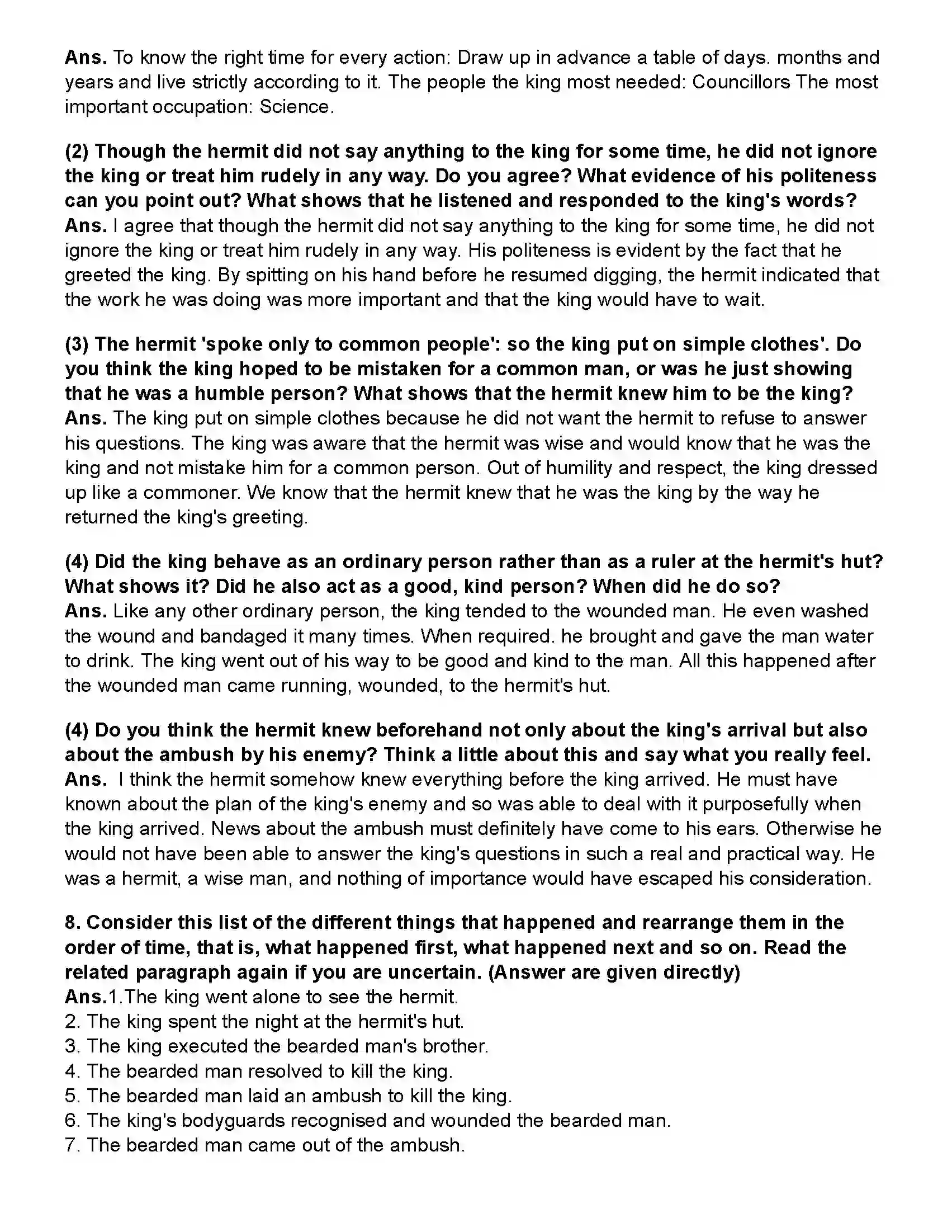 Maharashtra Board Class 10th English (Chapters Notes) Three Questions Revision Note 5