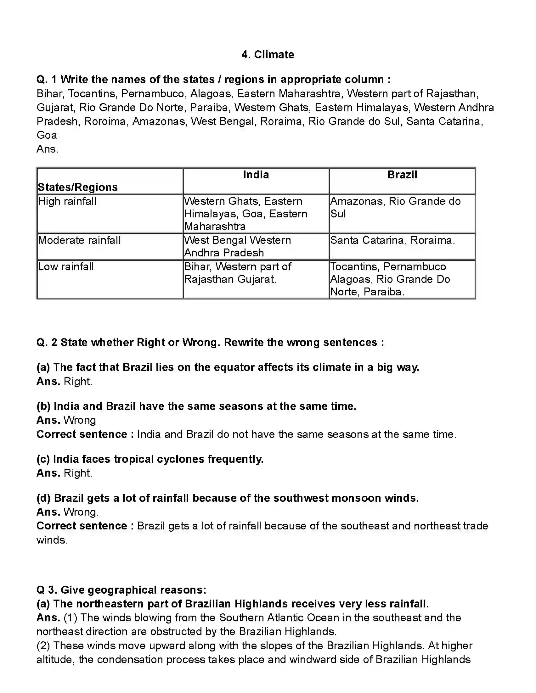 Maharashtra Board Class 10th Geography Climate Revision Note 1