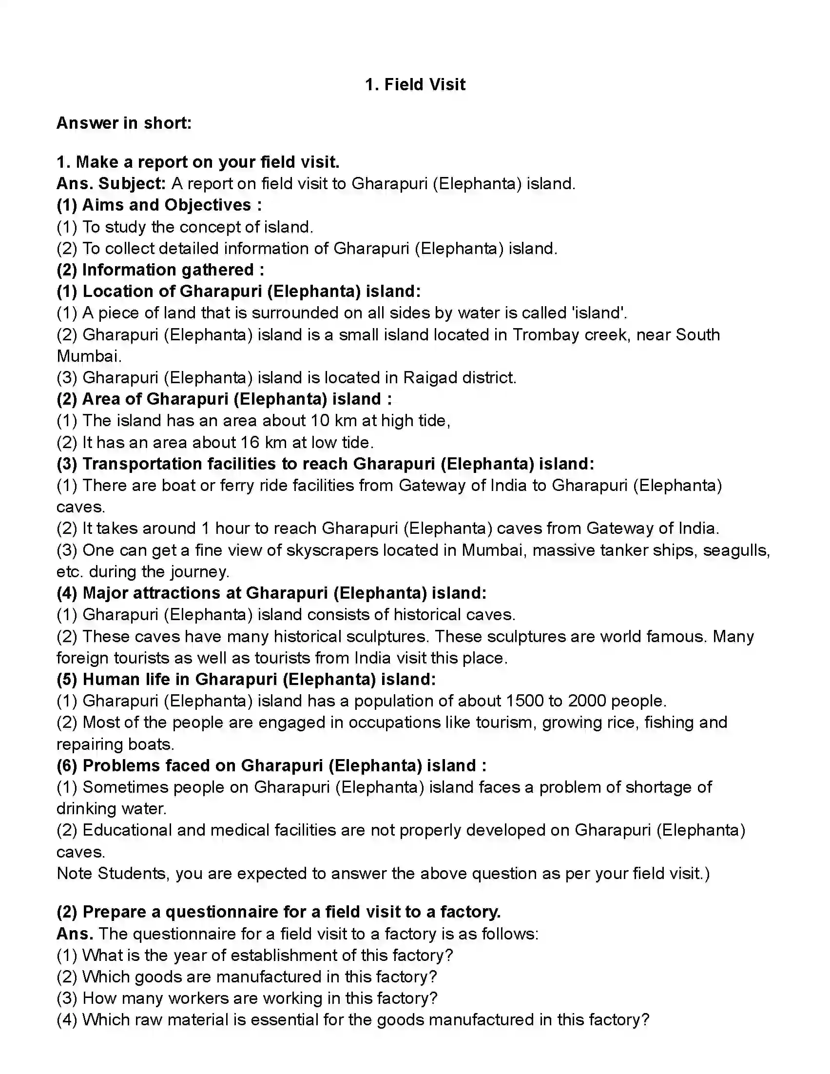 Maharashtra Board Class 10th Geography Field Visit Revision Note 1