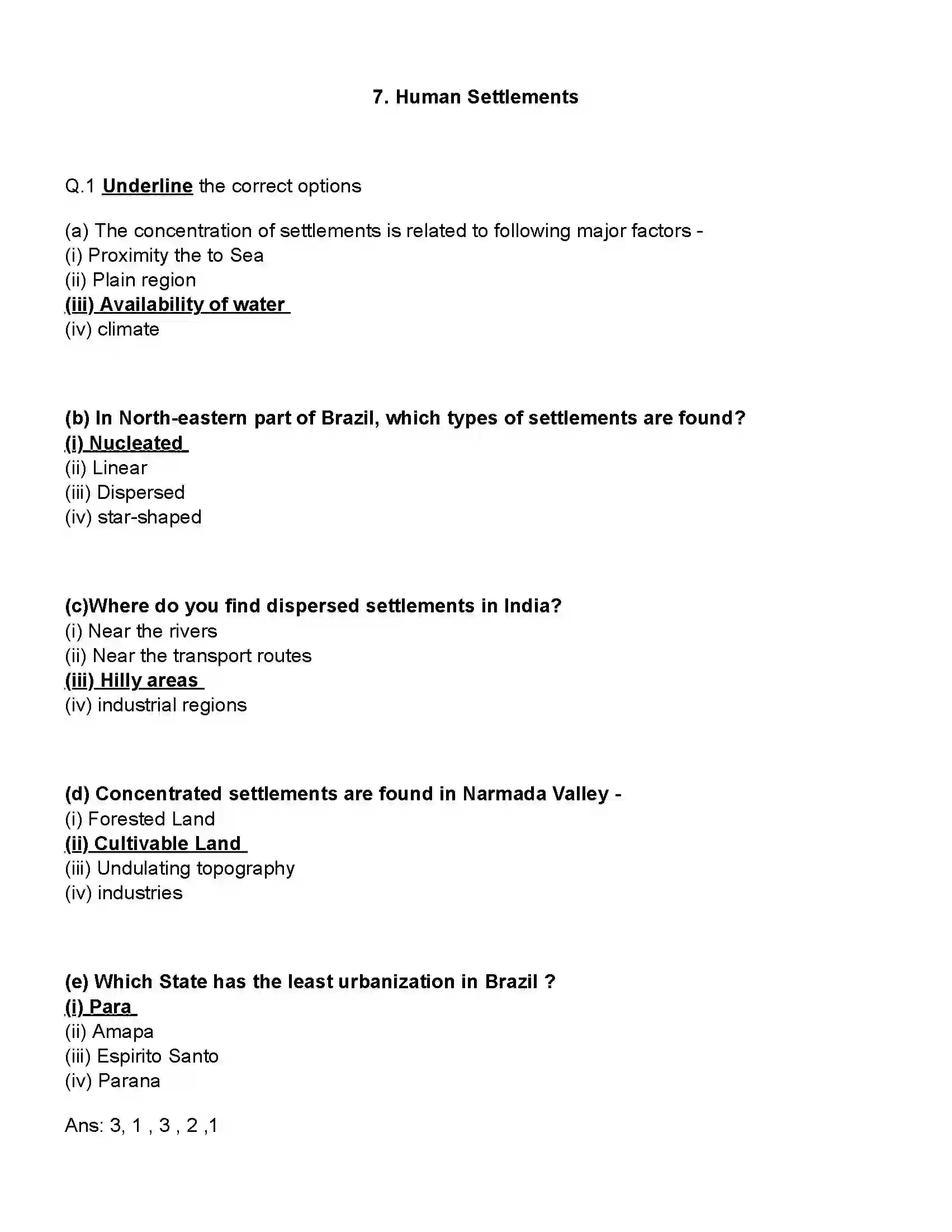Maharashtra Board Class 10th Geography Human Settlements Revision Note 1