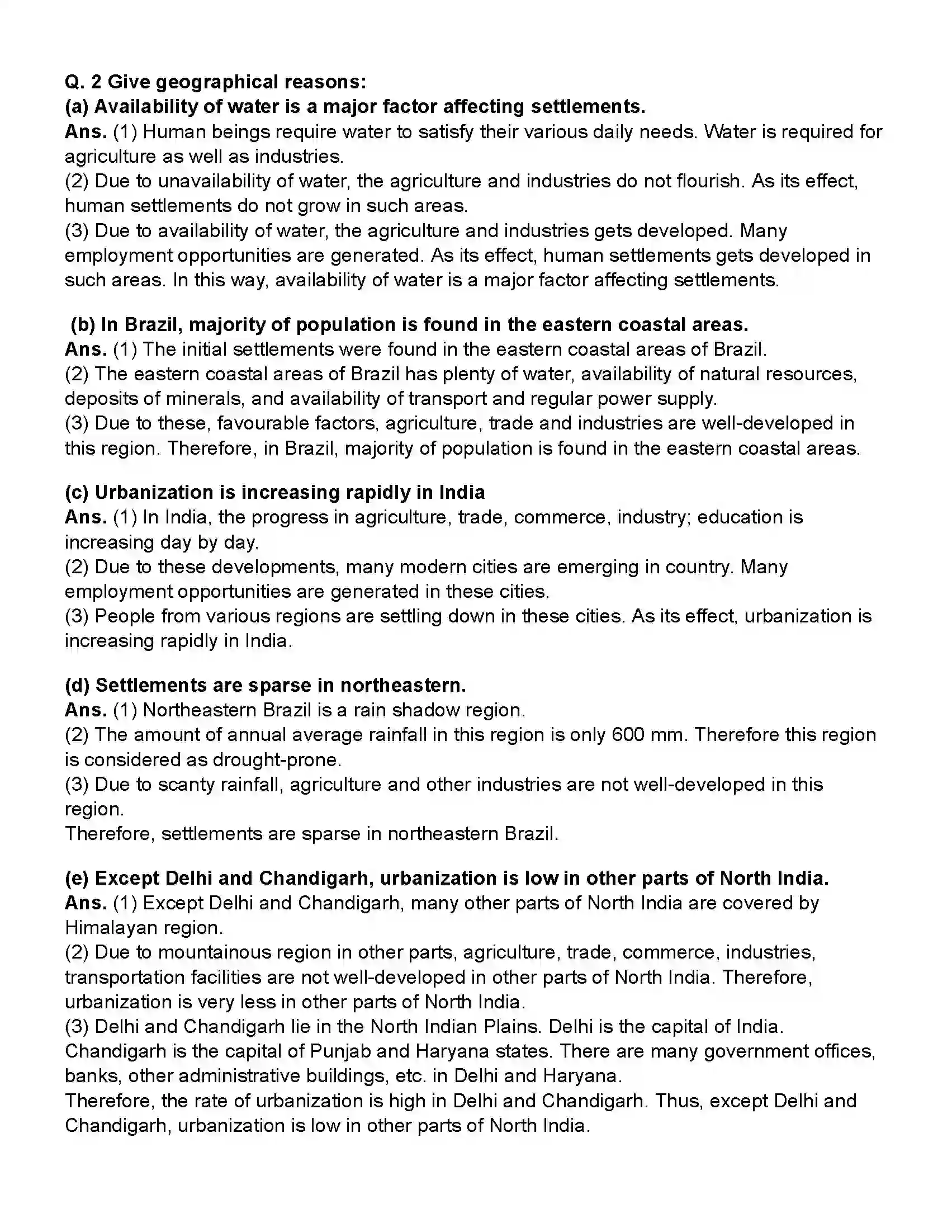 Maharashtra Board Class 10th Geography Human Settlements Revision Note 2