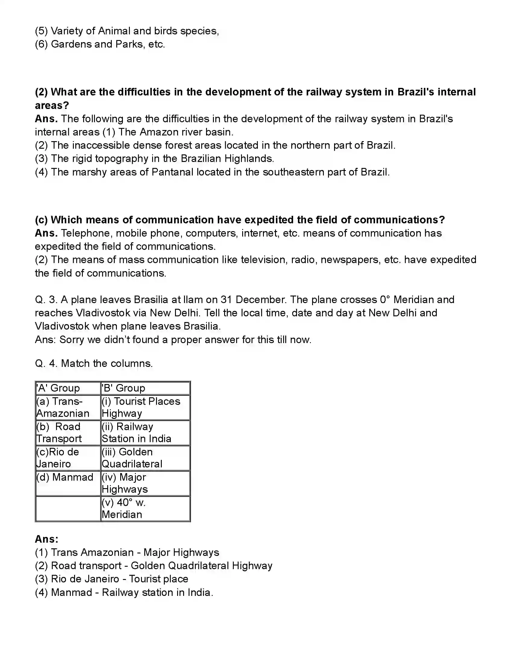 Maharashtra Board Class 10th Geography Tourism, Transport and Communication Revision Note 2