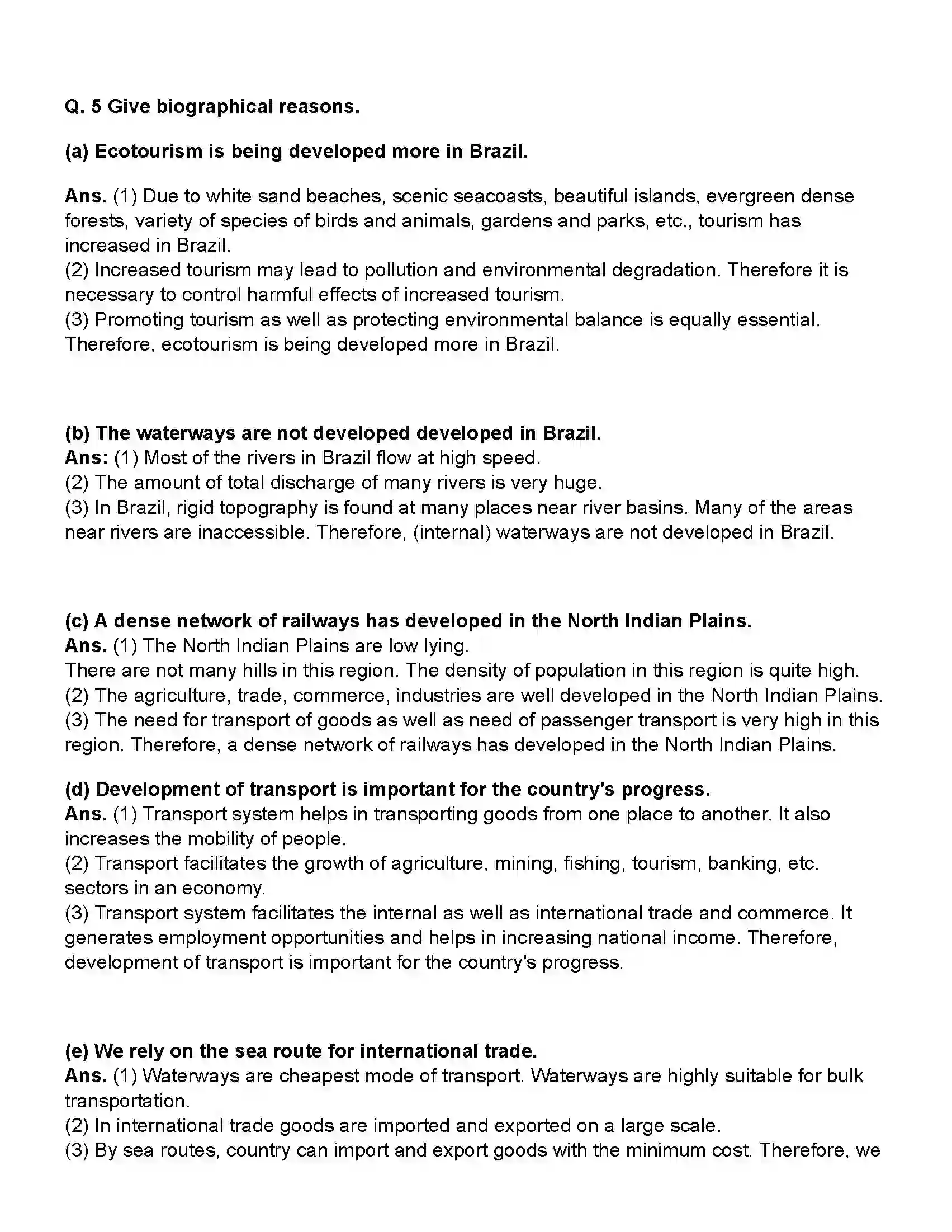 Maharashtra Board Class 10th Geography Tourism, Transport and Communication Revision Note 3