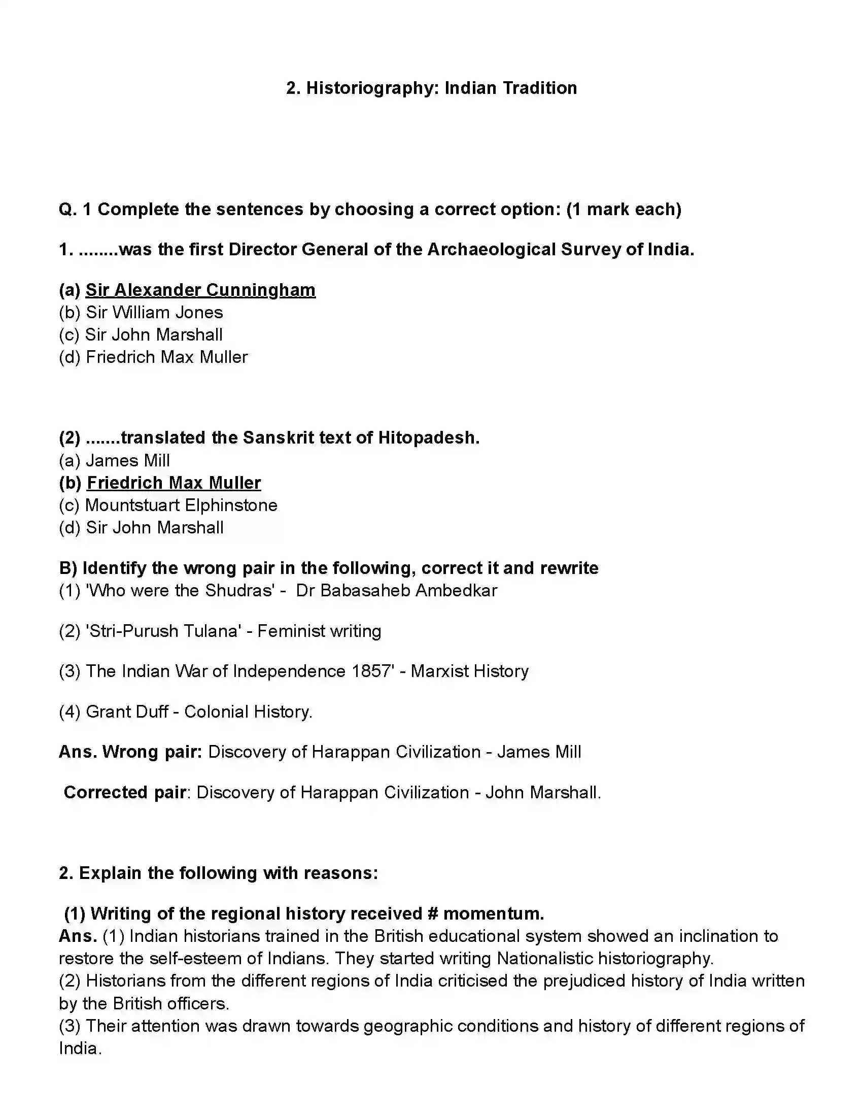 Maharashtra Board Class 10th History Historiography - Indian Tradition Revision Note 1