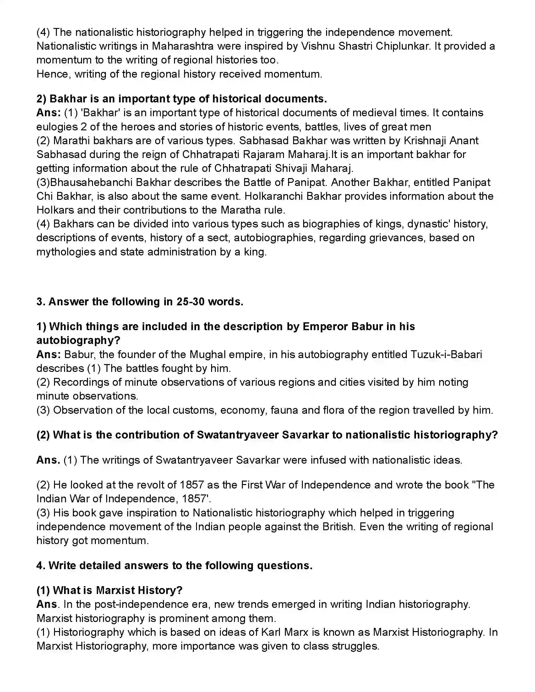 Maharashtra Board Class 10th History Historiography - Indian Tradition Revision Note 2