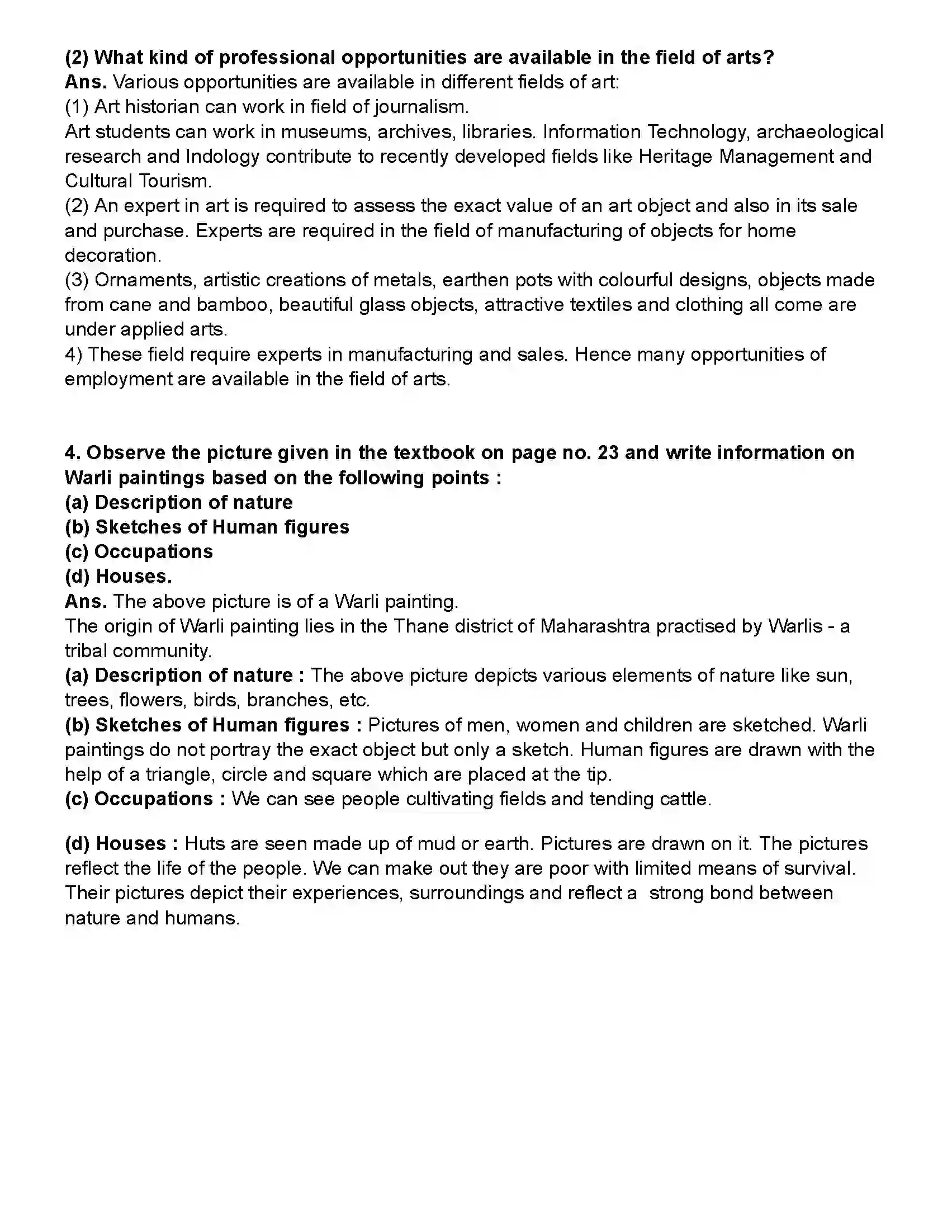 Maharashtra Board Class 10th History History of Indian Arts Revision Note 5