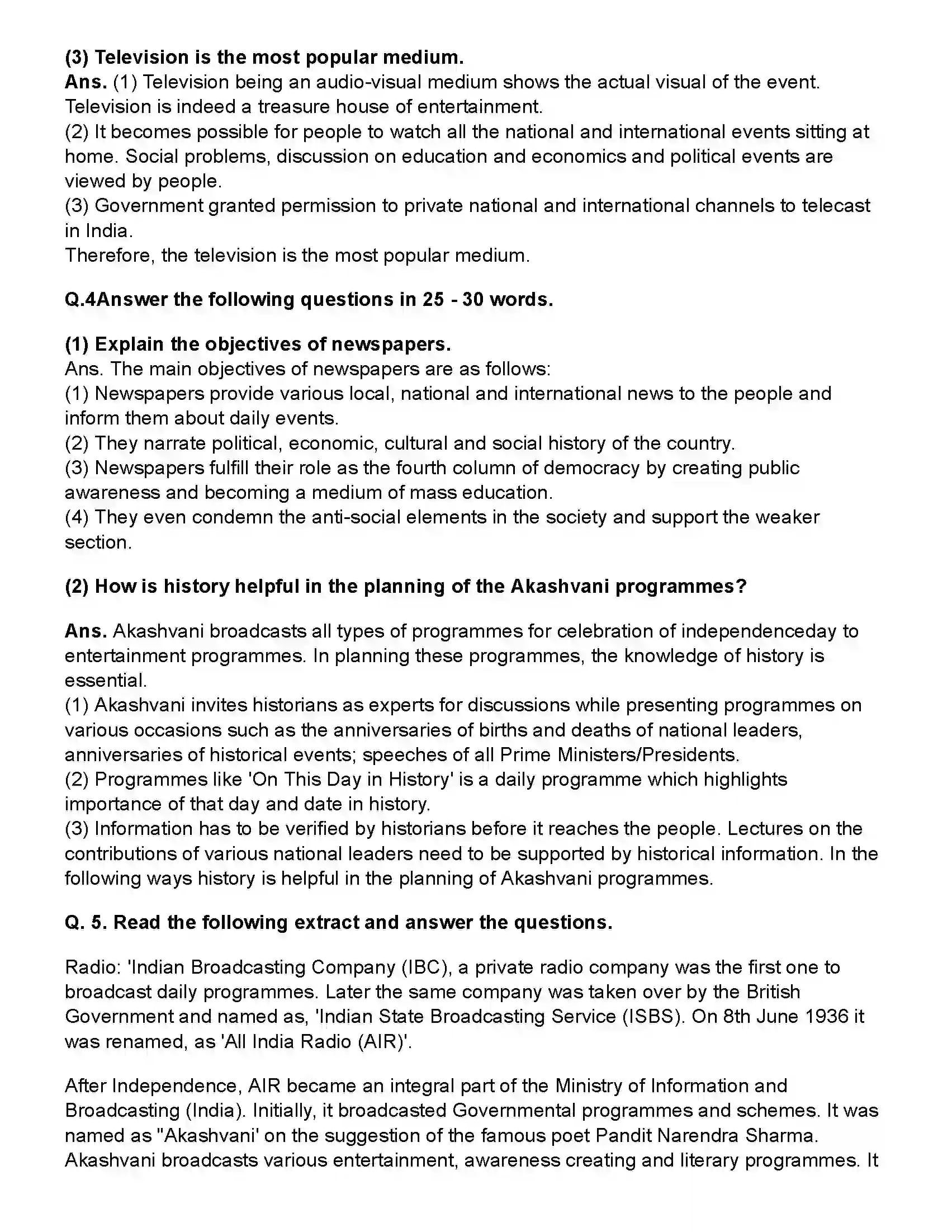 Maharashtra Board Class 10th History Mass Media and History Revision Note 3