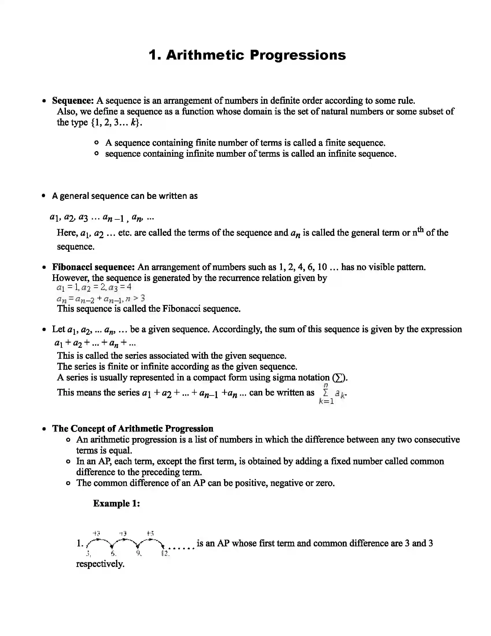 Maharashtra Board Class 10th Mathematics Arithmetic Progressions Revision Note 1