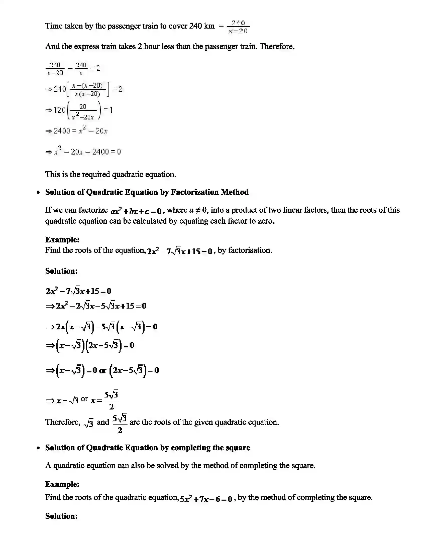 Maharashtra Board Class 10th Mathematics Quadratic Equations Revision Note 2