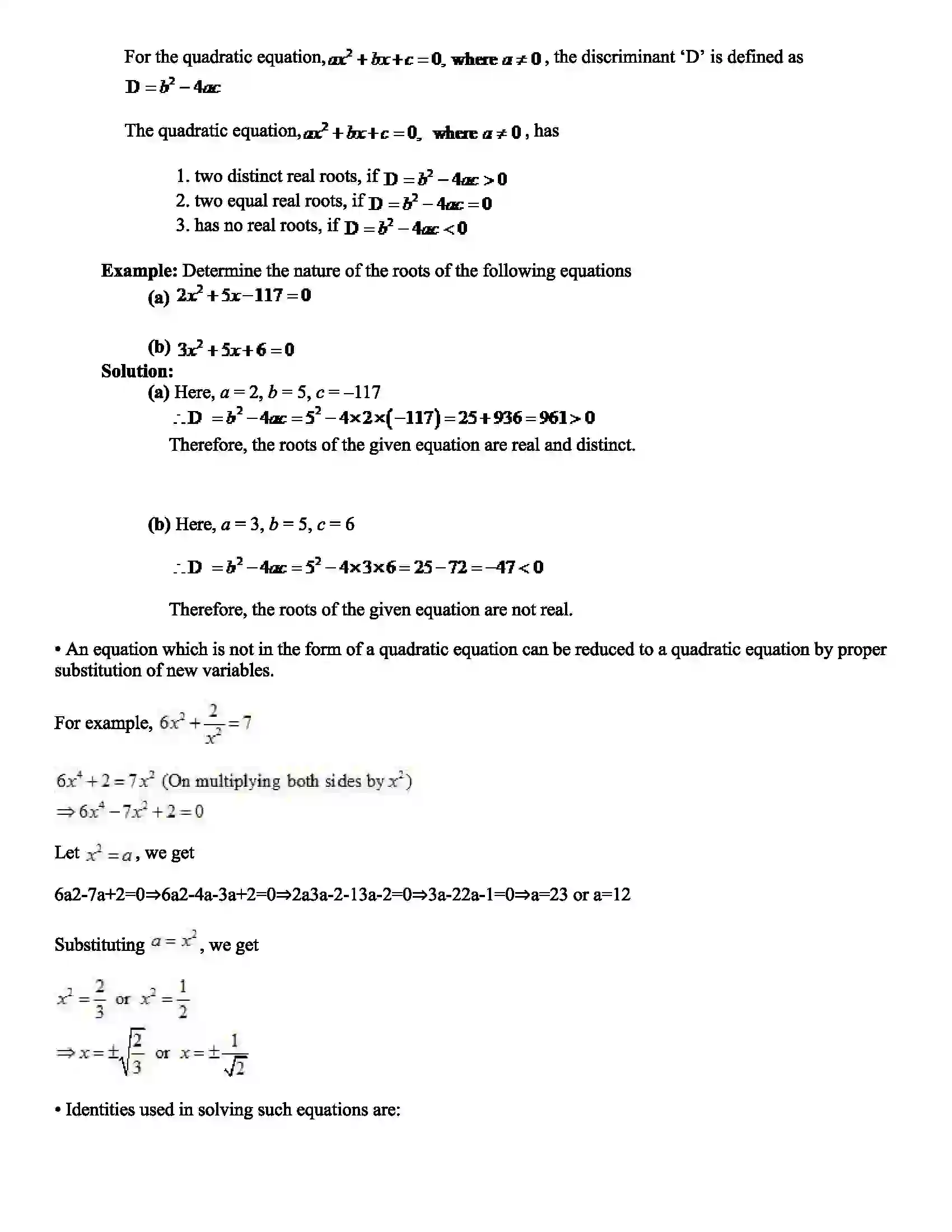 Maharashtra Board Class 10th Mathematics Quadratic Equations Revision Note 4