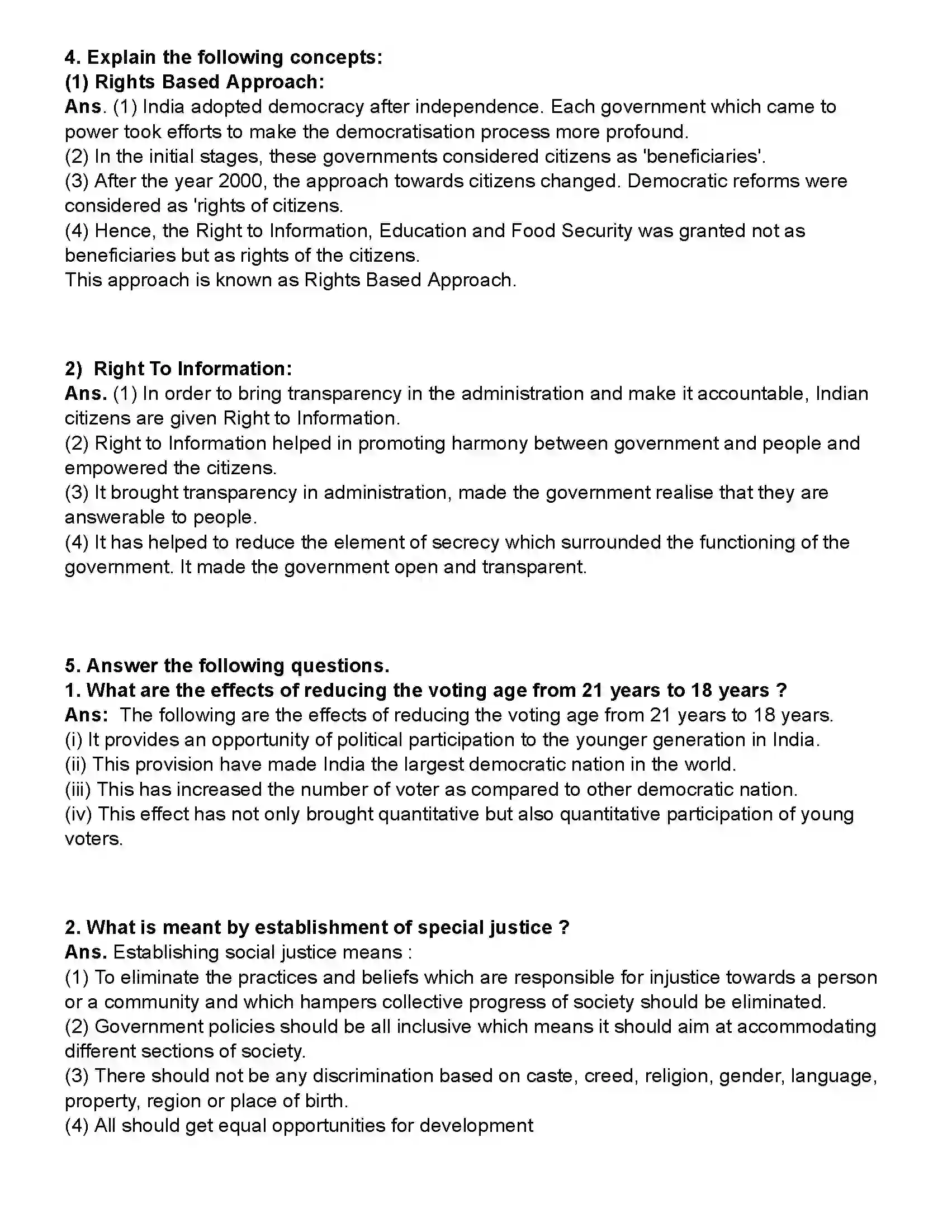 Maharashtra Board Class 10th Political Science Working of the Constitution Revision Note 3