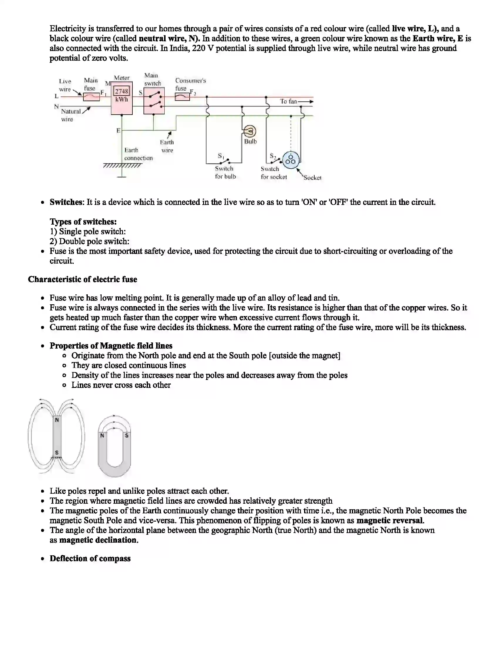 Maharashtra Board Class 10th Science Effects of Electric Current Revision Note 2