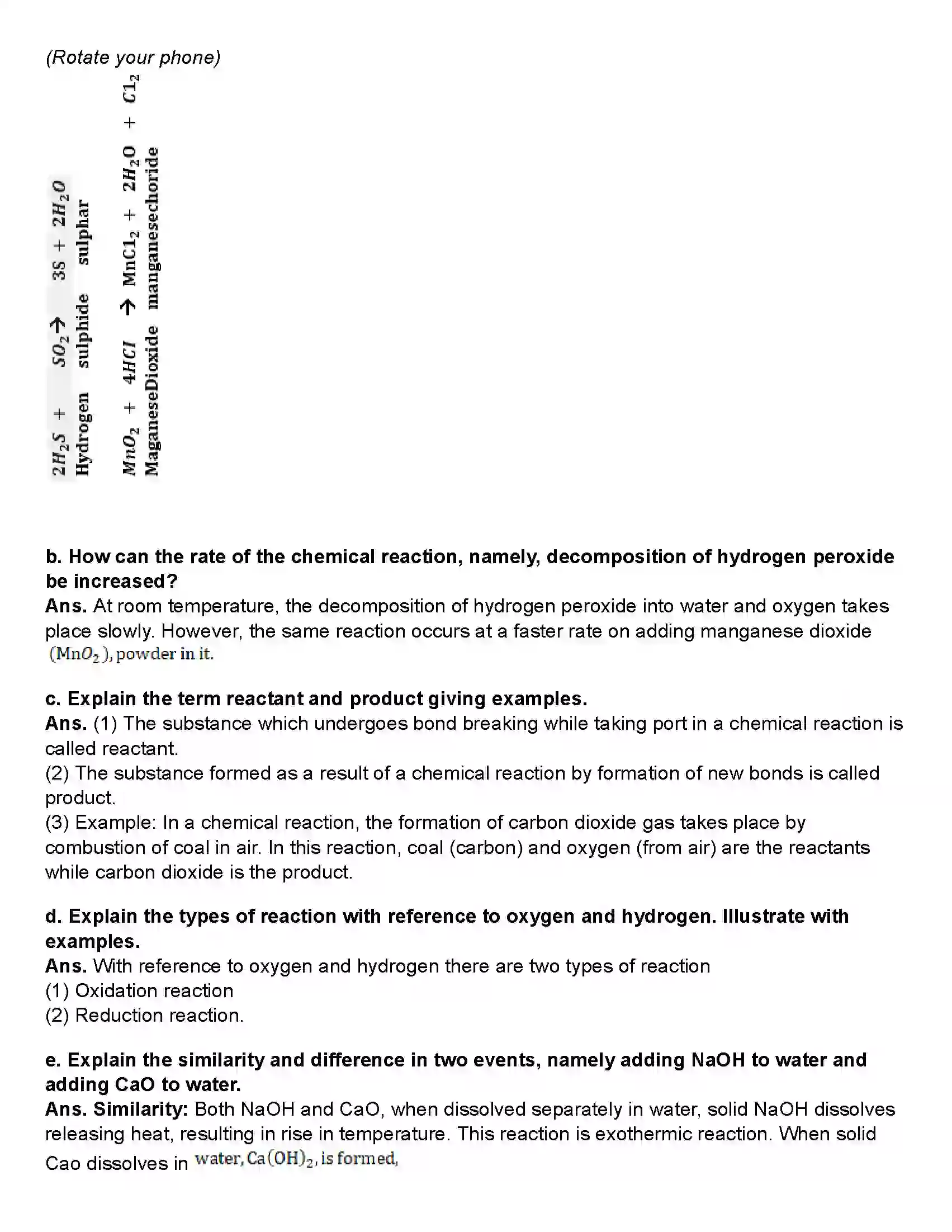 Maharashtra Board Class 10th Science Part - 1 Chemical Reactions and Equations Revision Note 3