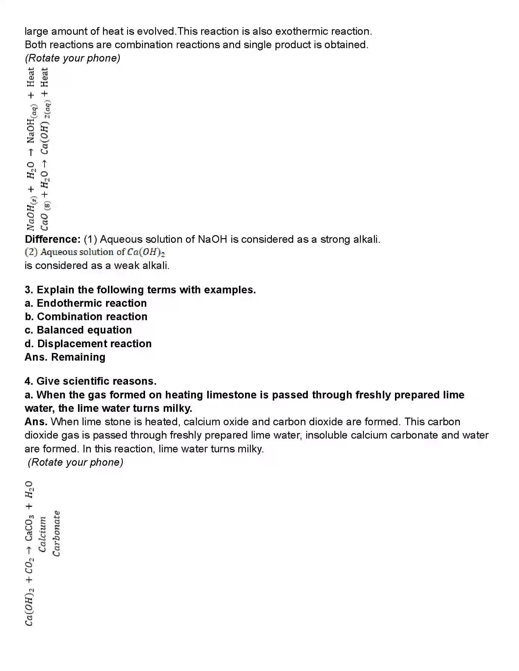 Maharashtra Board Class 10th Science Part - 1 Chemical Reactions and Equations Revision Note 4