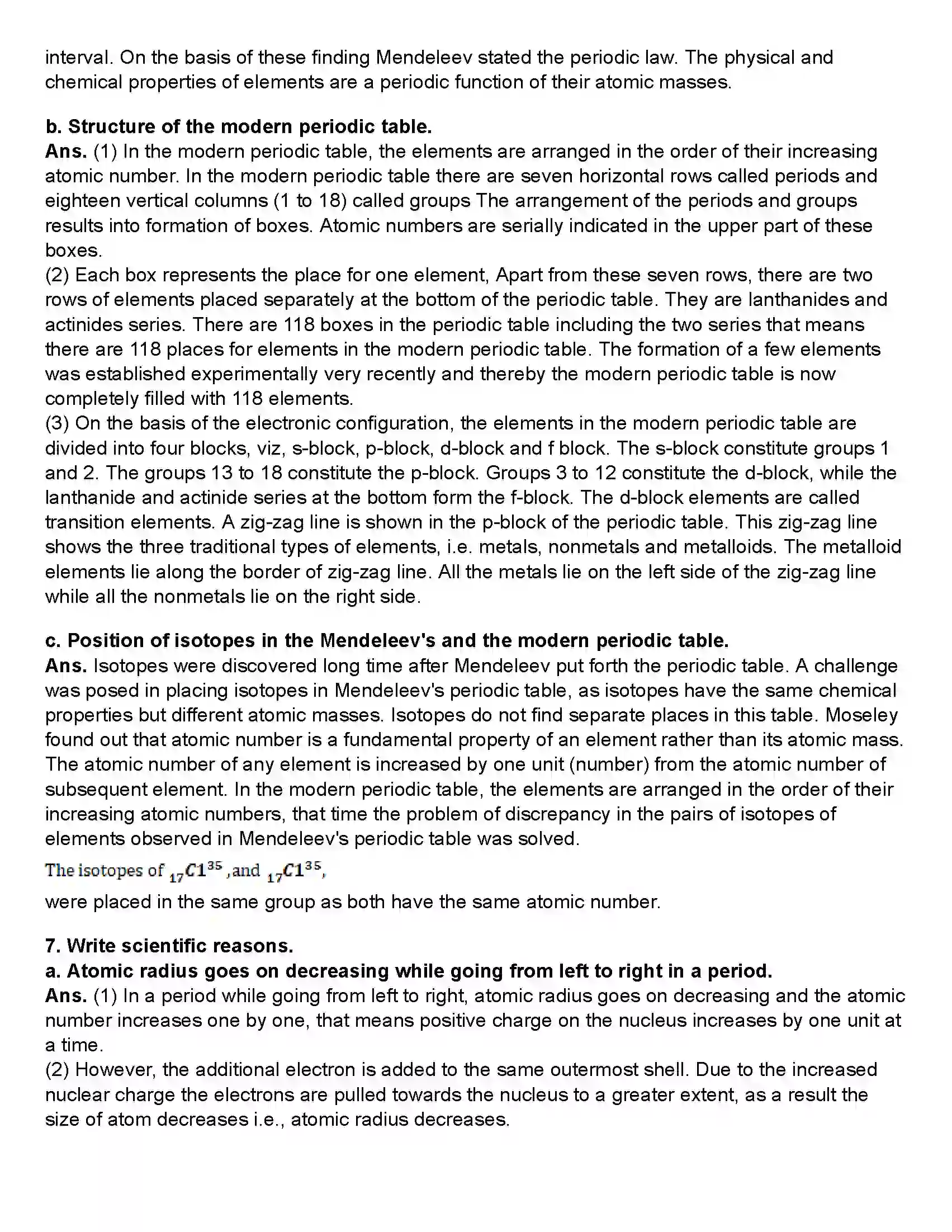 Maharashtra Board Class 10th Science Part - 1 Periodic Classification of Elements Revision Note 5