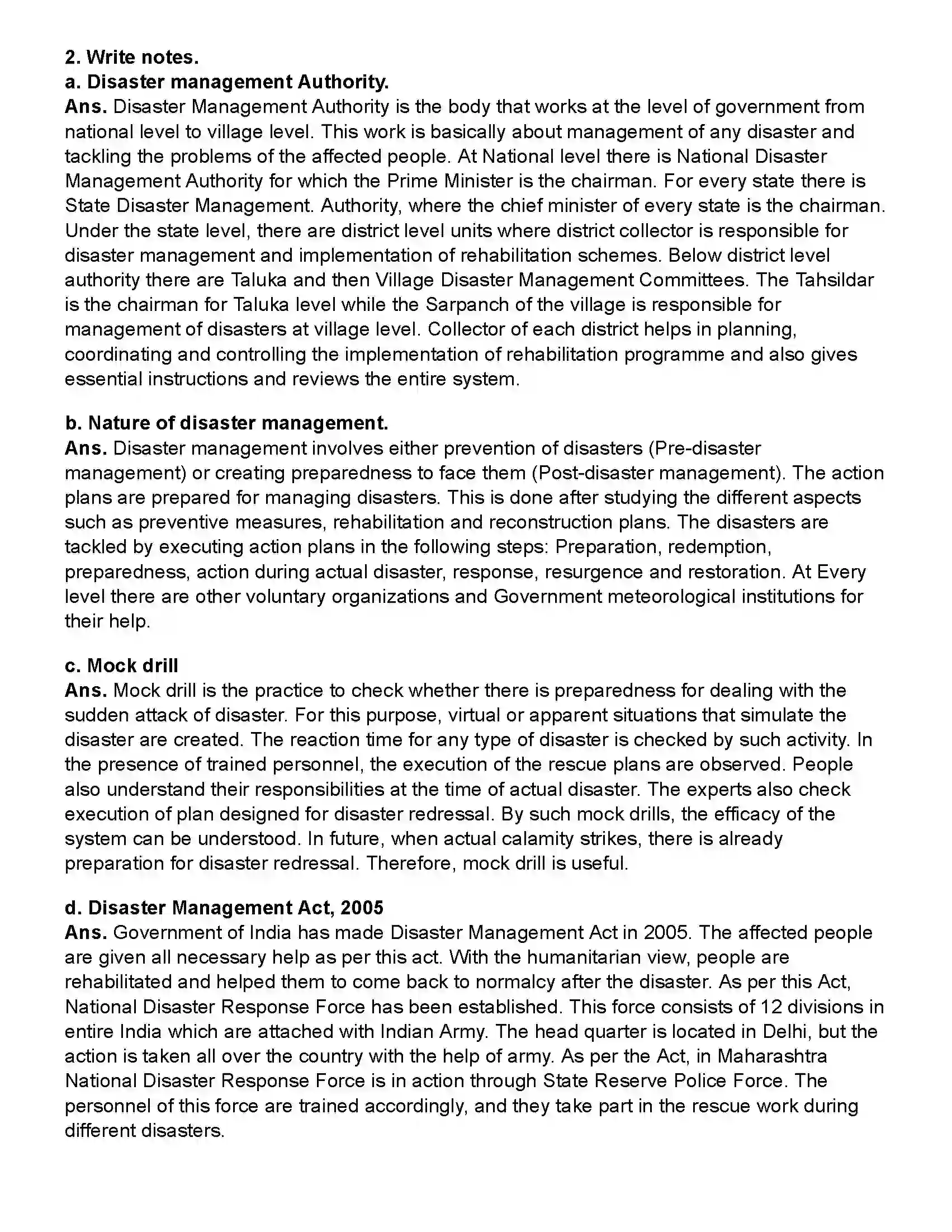 Maharashtra Board Class 10th Science Part - 2 Disaster Management Revision Note 5