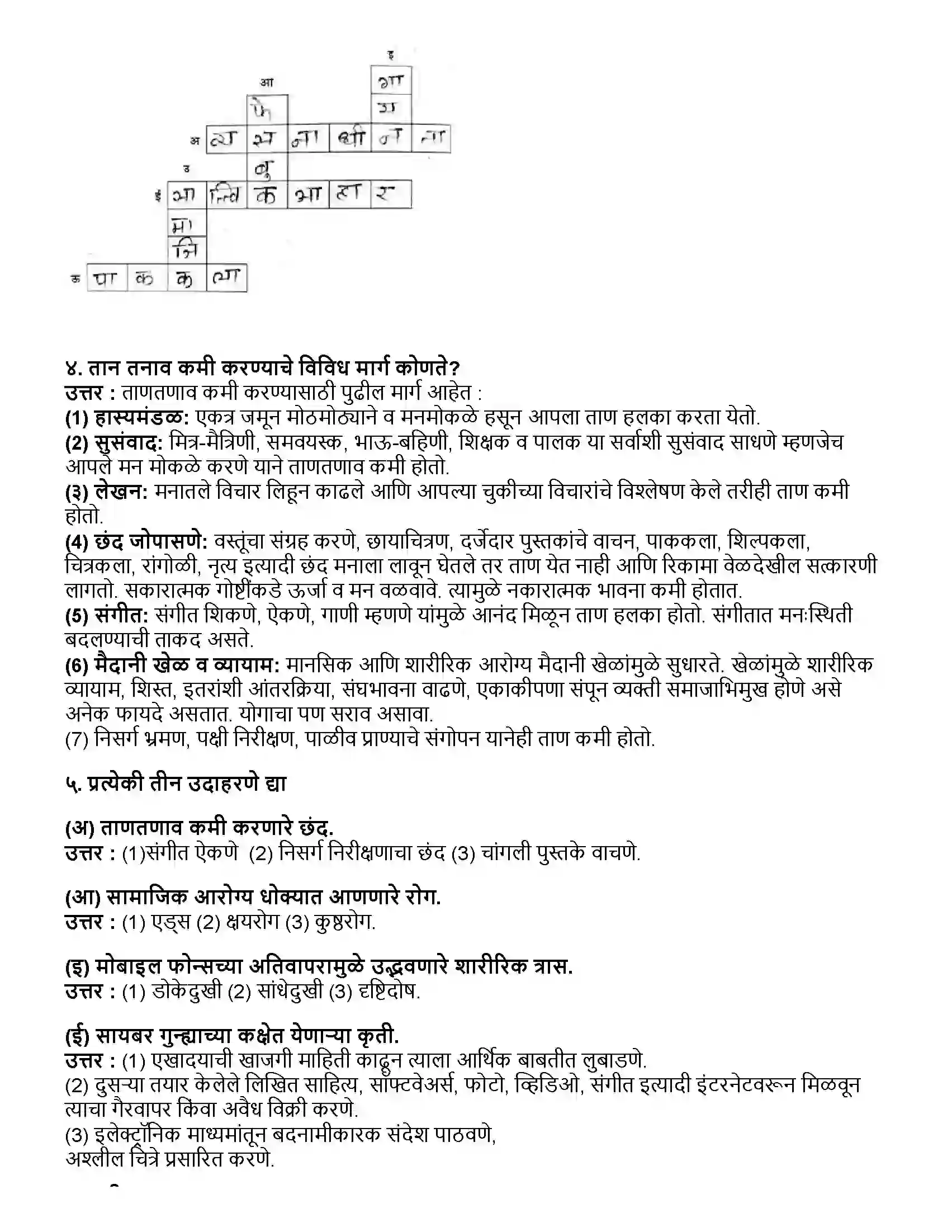 Maharashtra Board Class 10th विज्ञान भाग - २ सामाजिक आरोग्य Revision Note 3