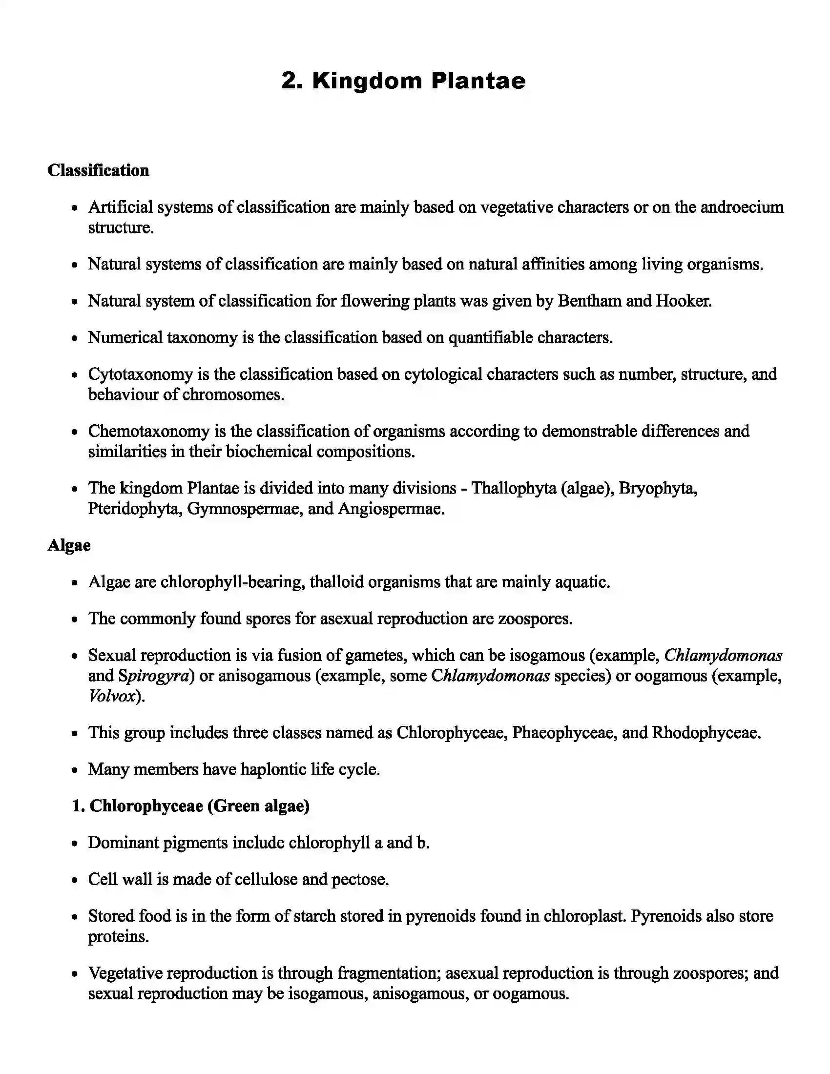 Maharashtra Board Class 11th Biology Kingdom Plantae Revision Note 1