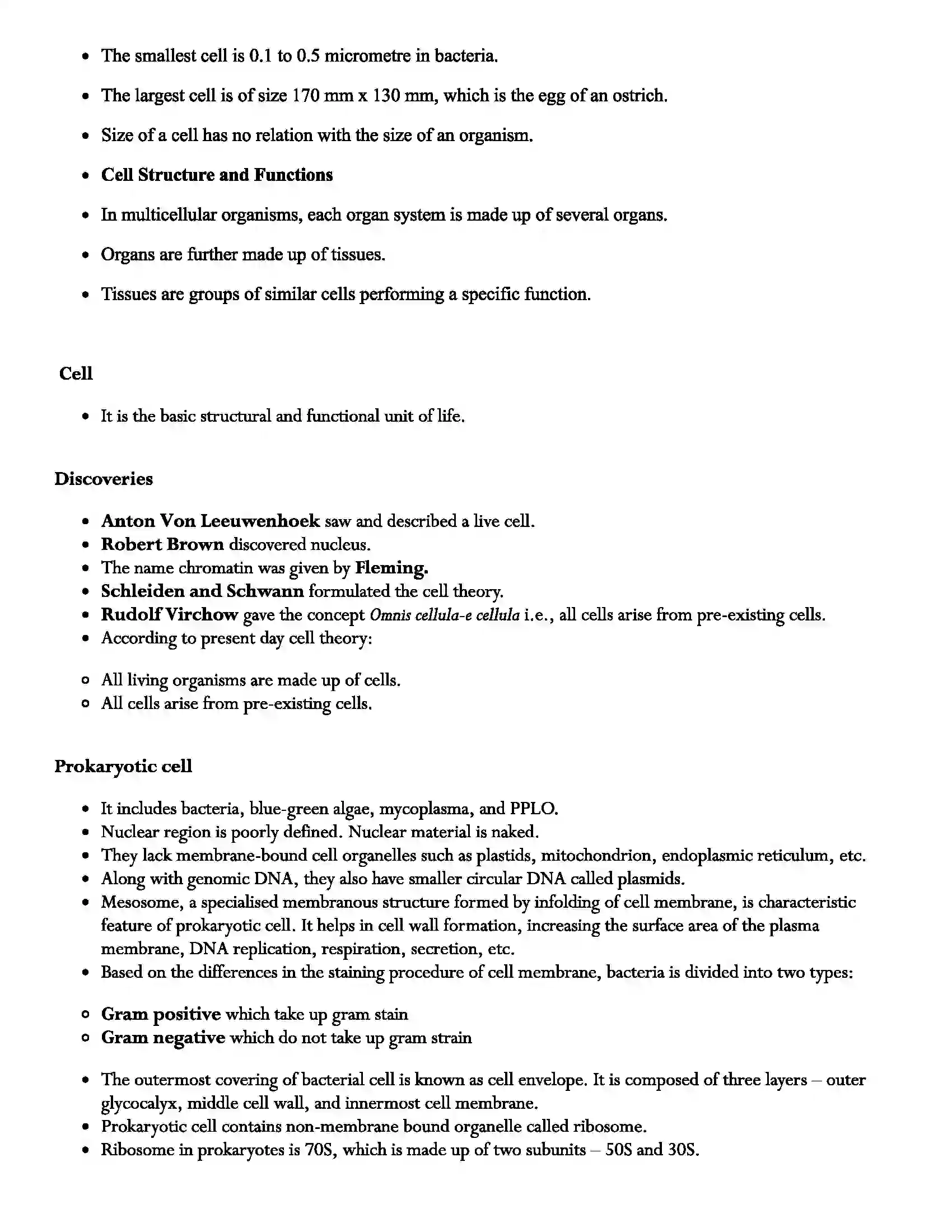 Maharashtra Board Class 11th Biology Organization of Cell Revision Note 2