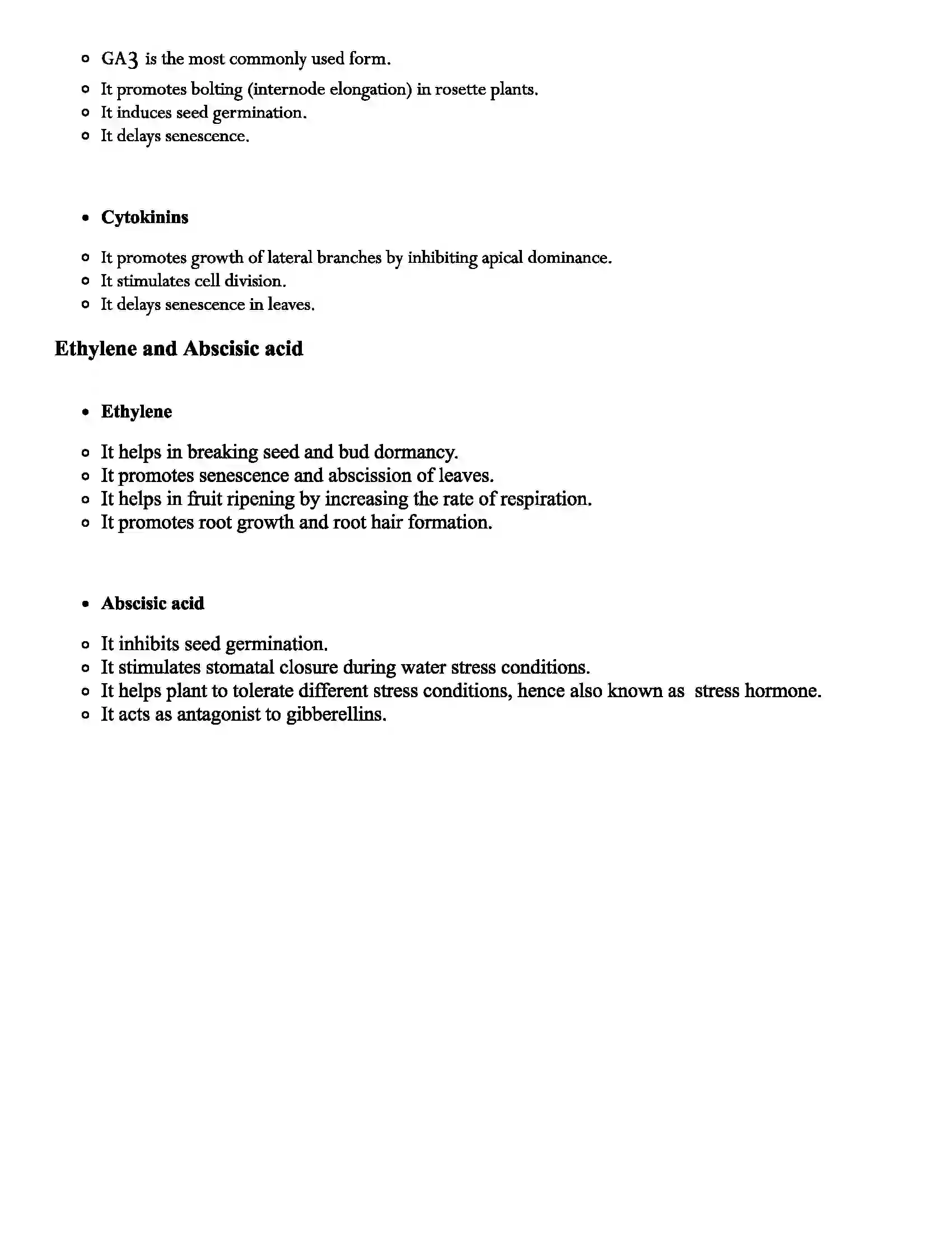 Maharashtra Board Class 11th Biology Plant Growth and Development Revision Note 4