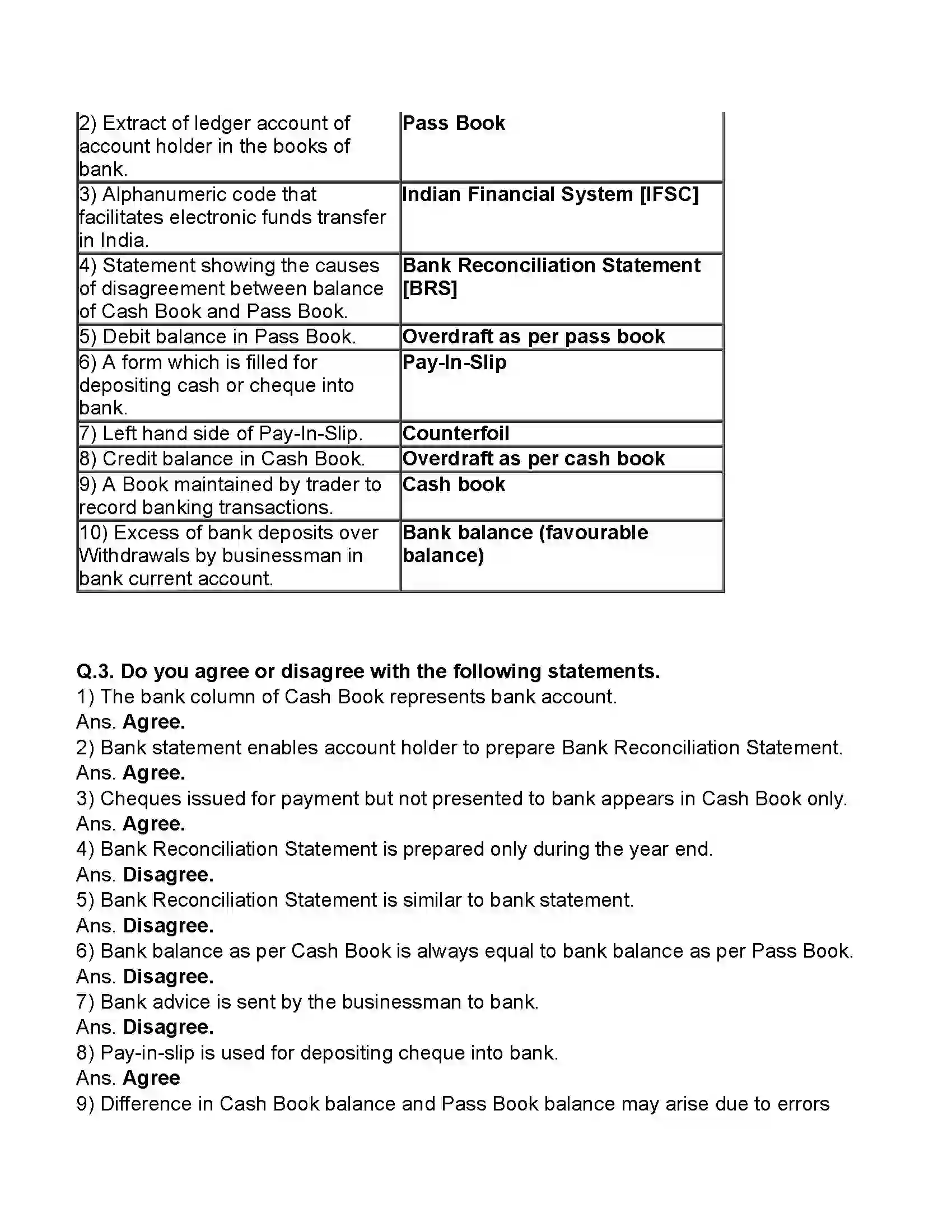 Maharashtra Board Class 11th Book-Keeping & Accountancy Bank Reconciliation Statement Revision Note 2
