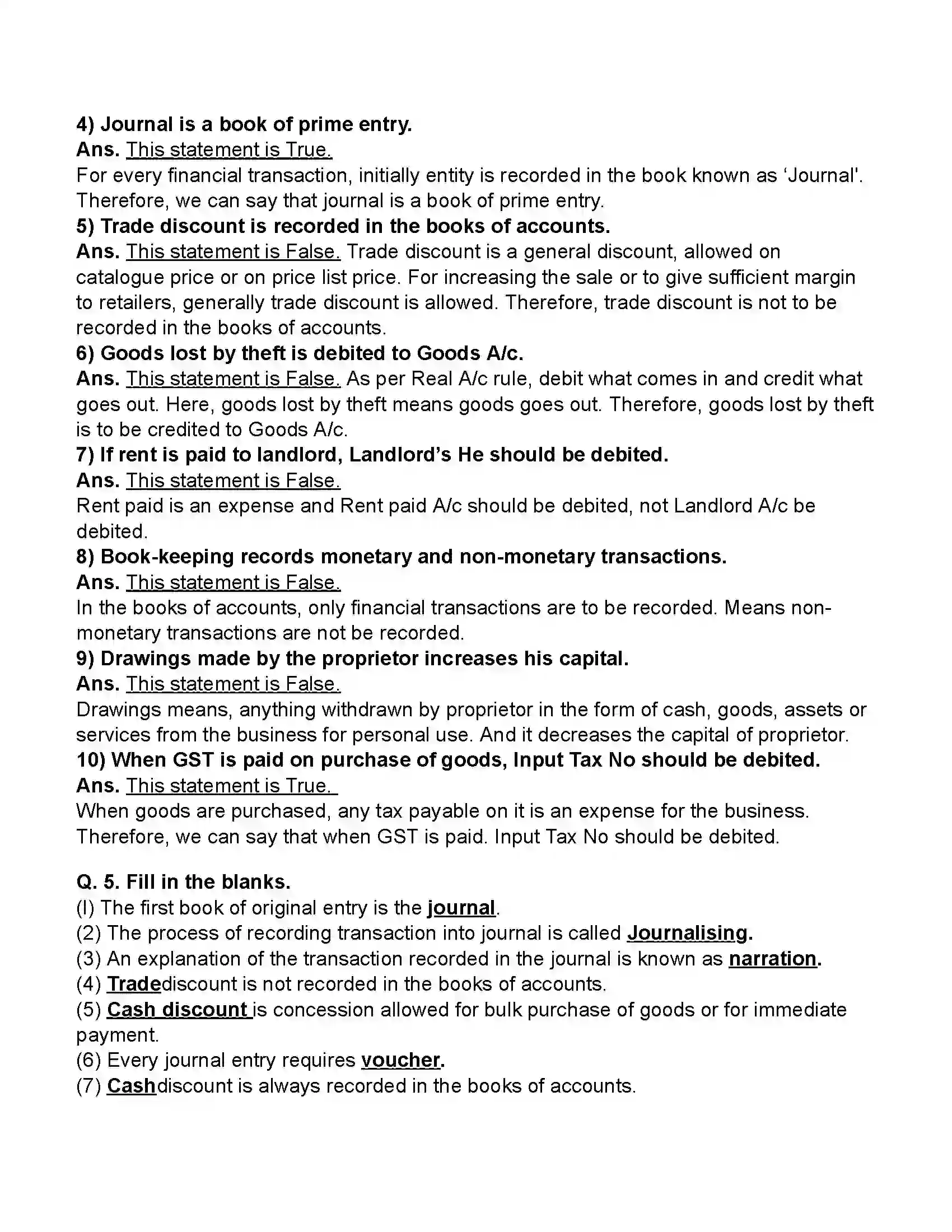 Maharashtra Board Class 11th Book-Keeping & Accountancy Journal Revision Note 3