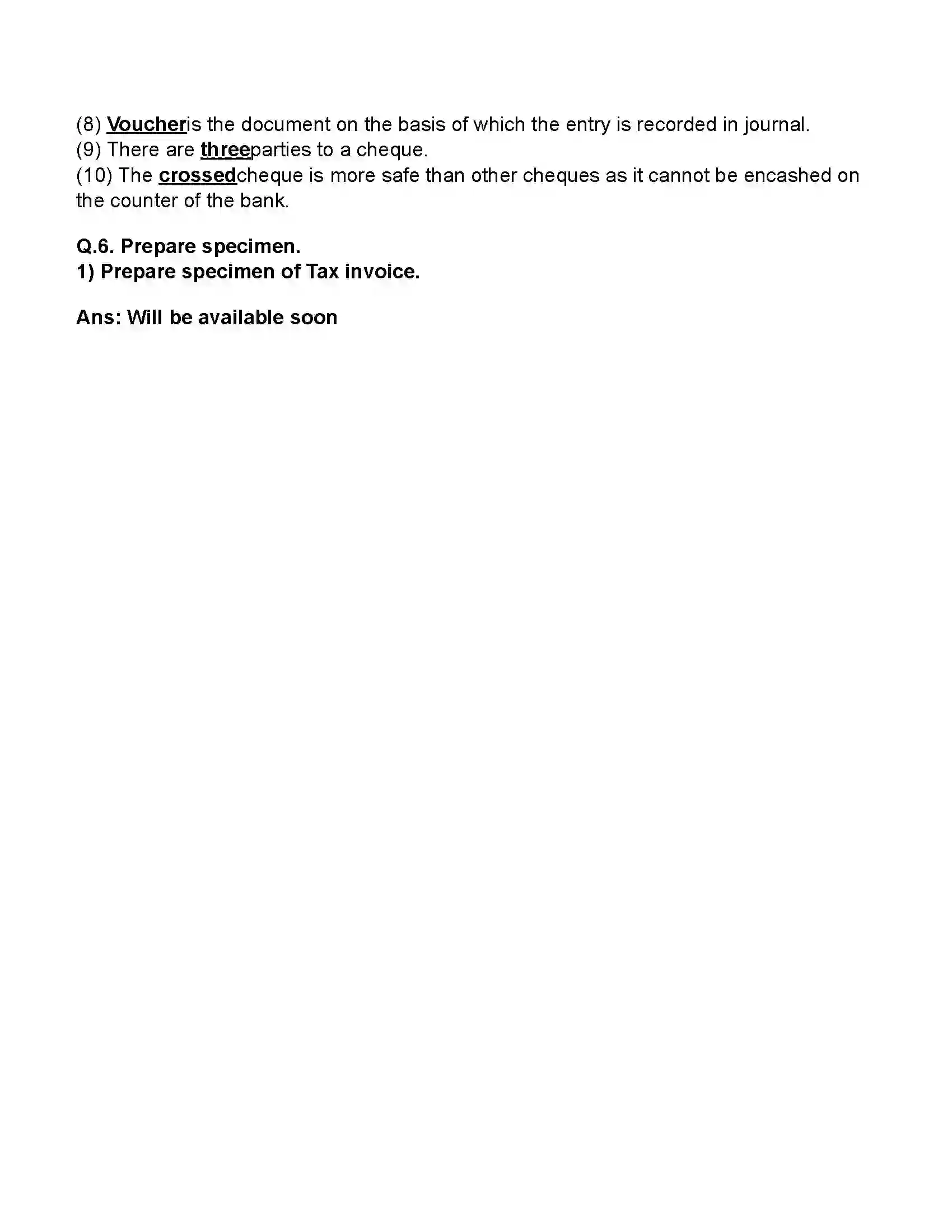 Maharashtra Board Class 11th Book-Keeping & Accountancy Journal Revision Note 4