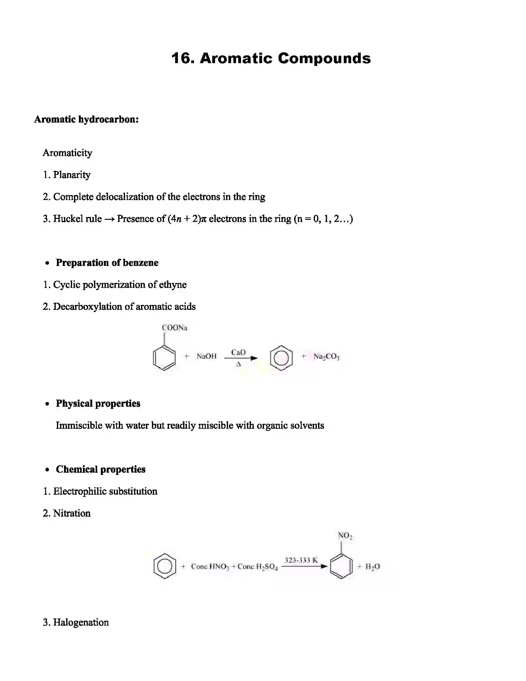 Maharashtra Board Class 11th Chemistry Aromatic Compounds Revision Note 1