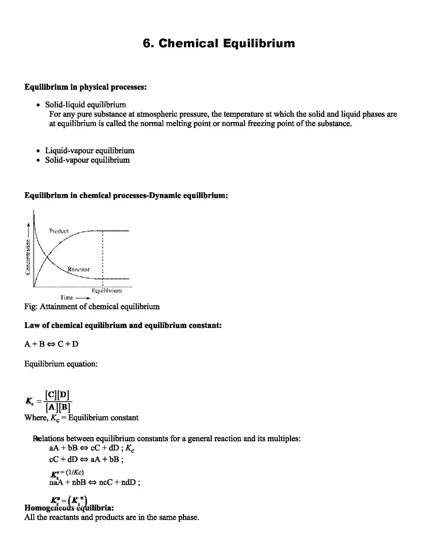 Maharashtra Board Class 11th Chemistry Chemical Equilibrium Revision Note 1