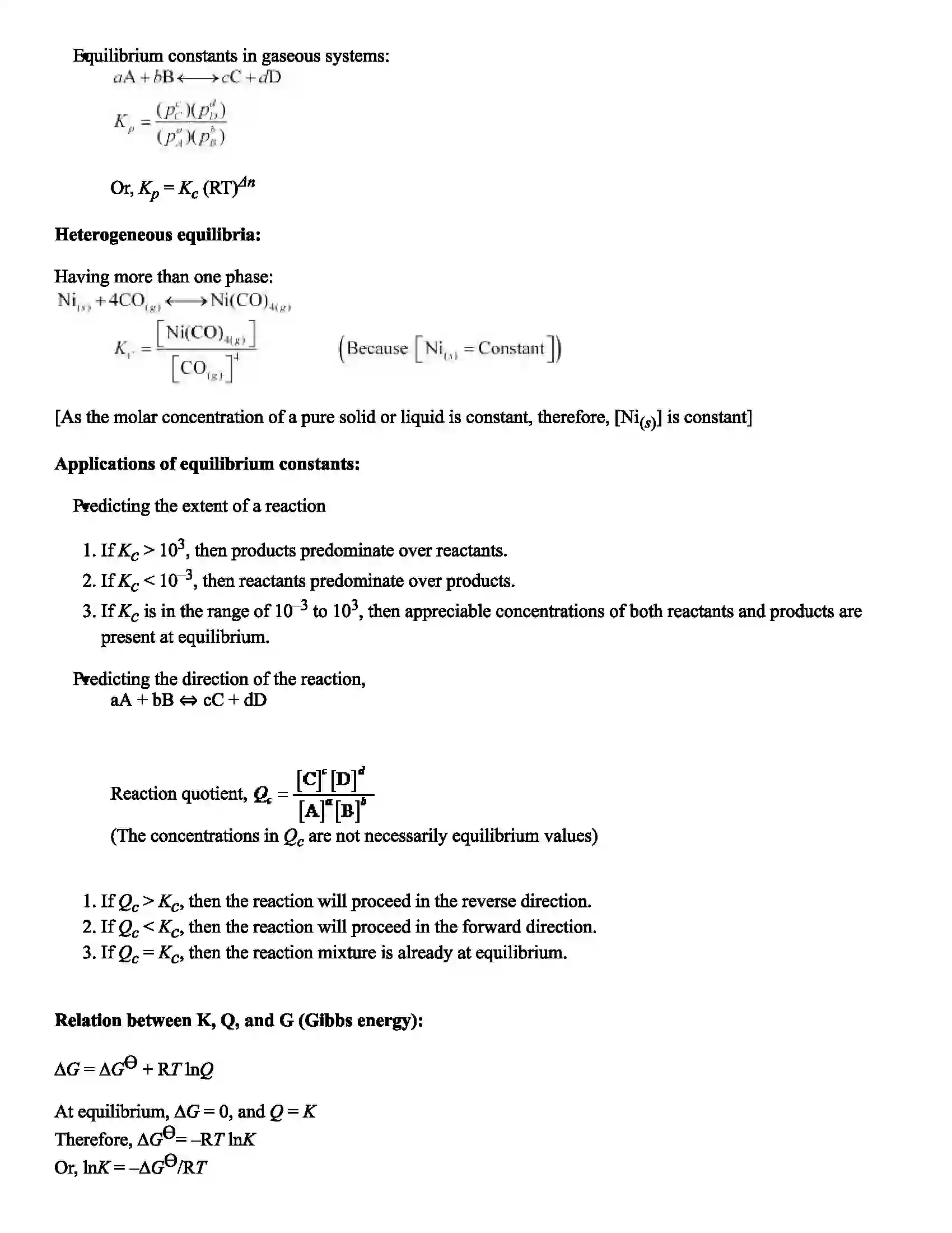 Maharashtra Board Class 11th Chemistry Chemical Equilibrium Revision Note 2