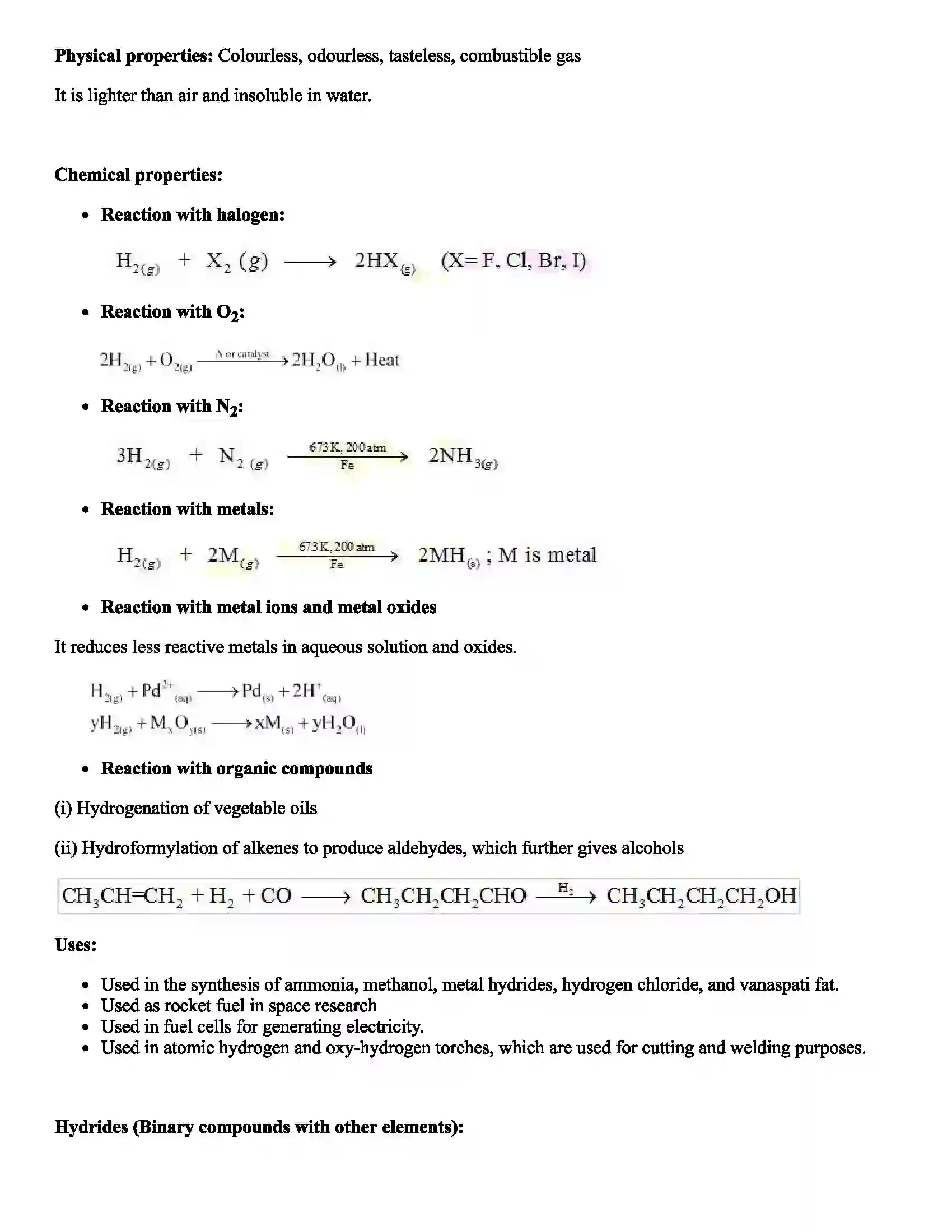 Maharashtra Board Class 11th Chemistry Hydrogen Revision Note 2