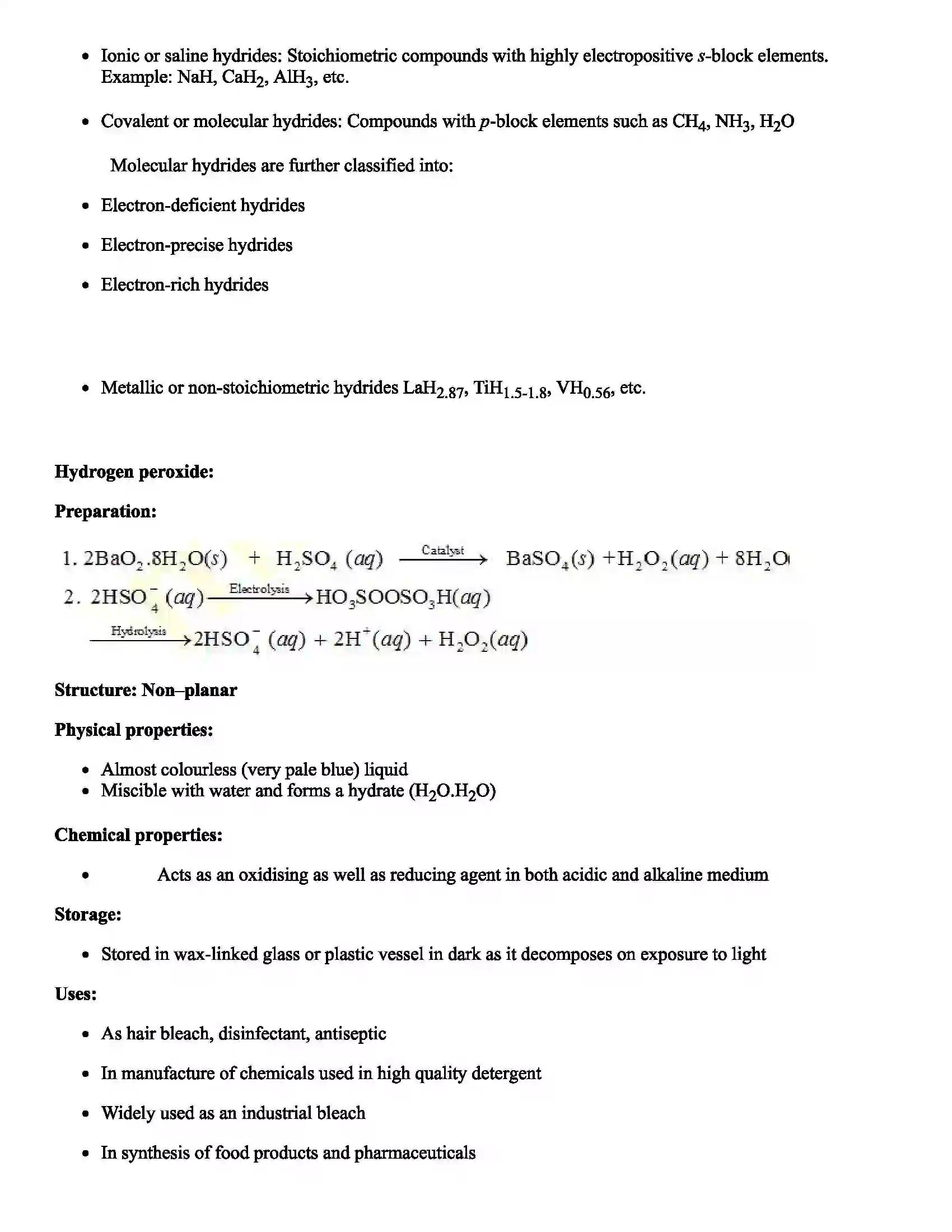 Maharashtra Board Class 11th Chemistry Hydrogen Revision Note 3