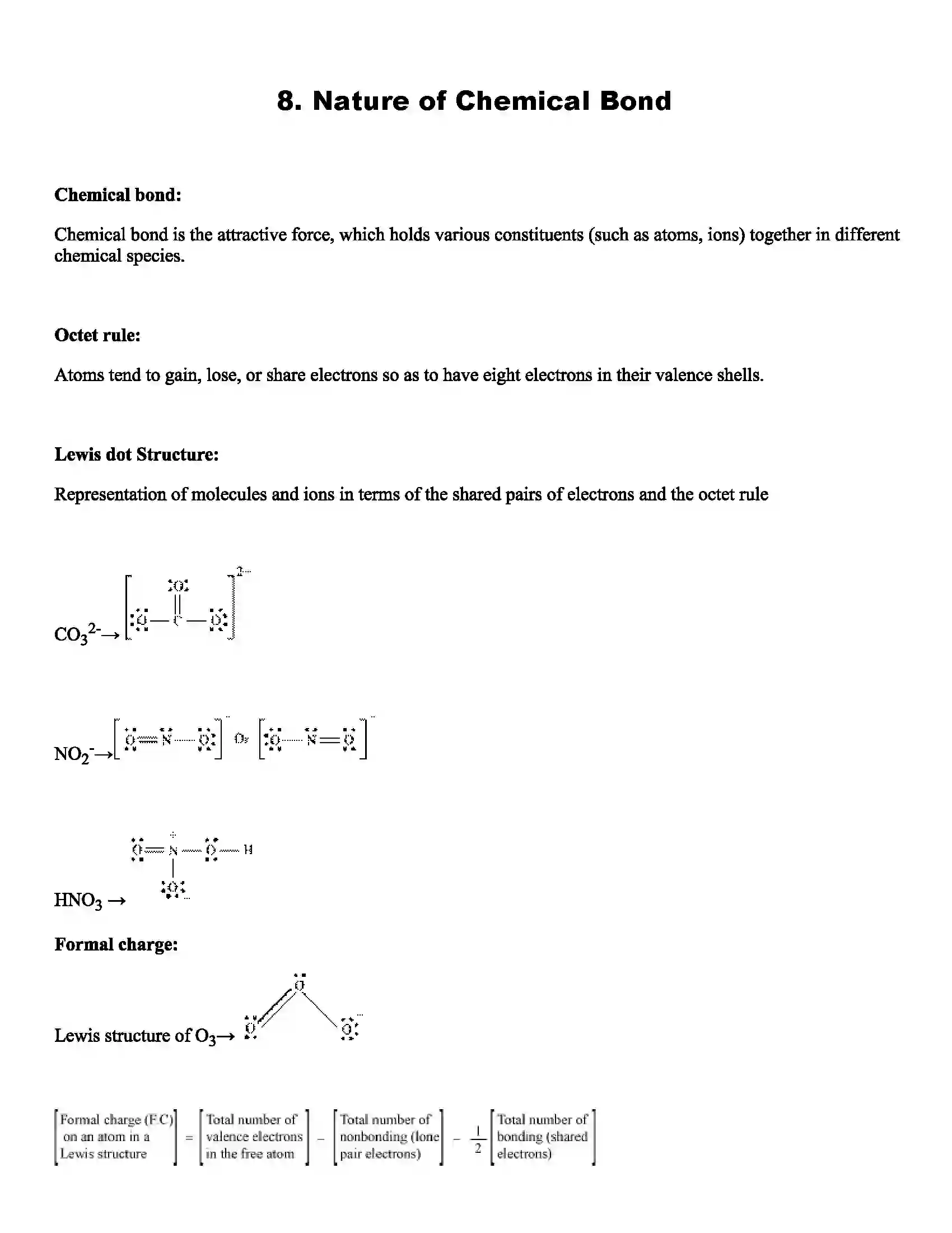 Maharashtra Board Class 11th Chemistry Nature of Chemical Bond Revision Note 1