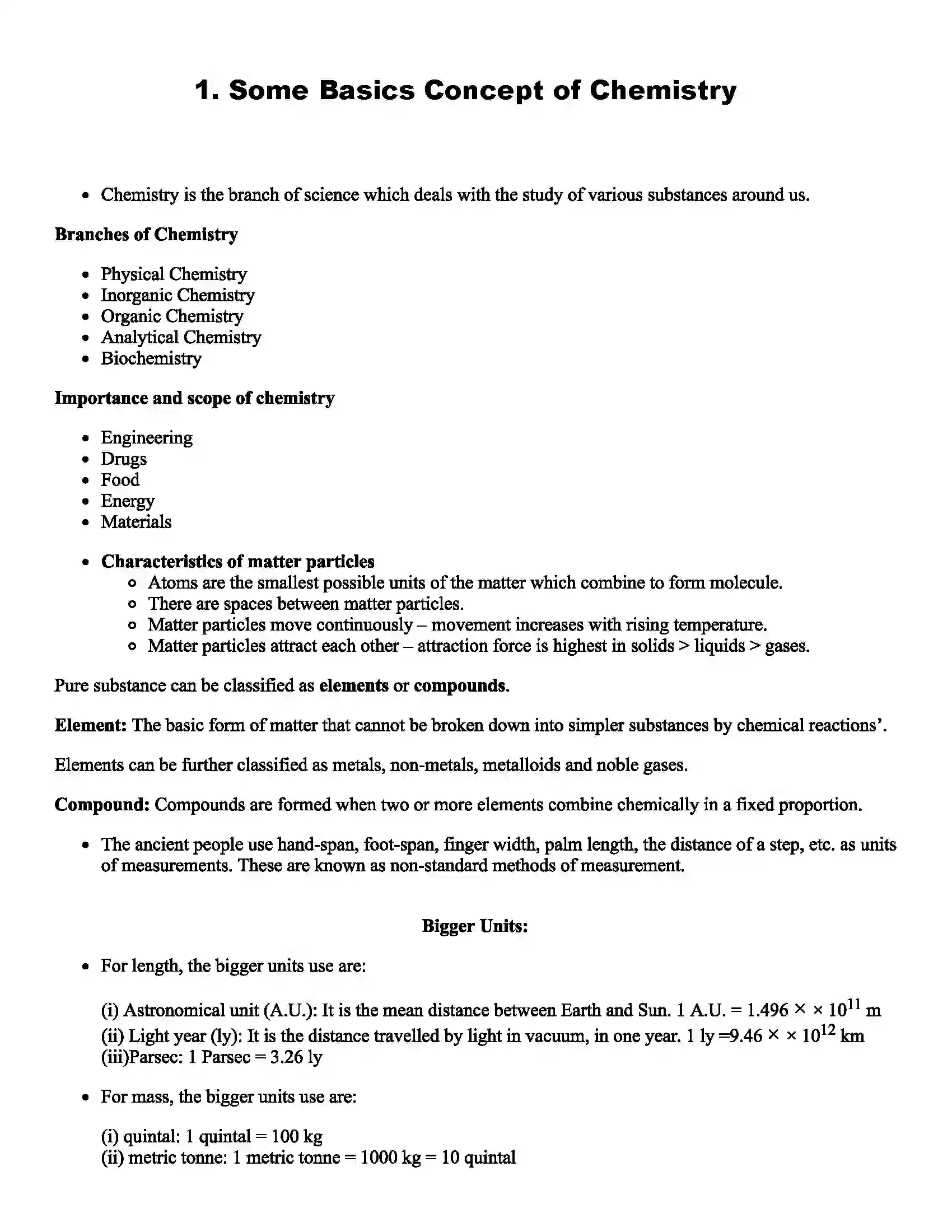 Maharashtra Board Class 11th Chemistry Some Basics Concept of Chemistry Revision Note 1