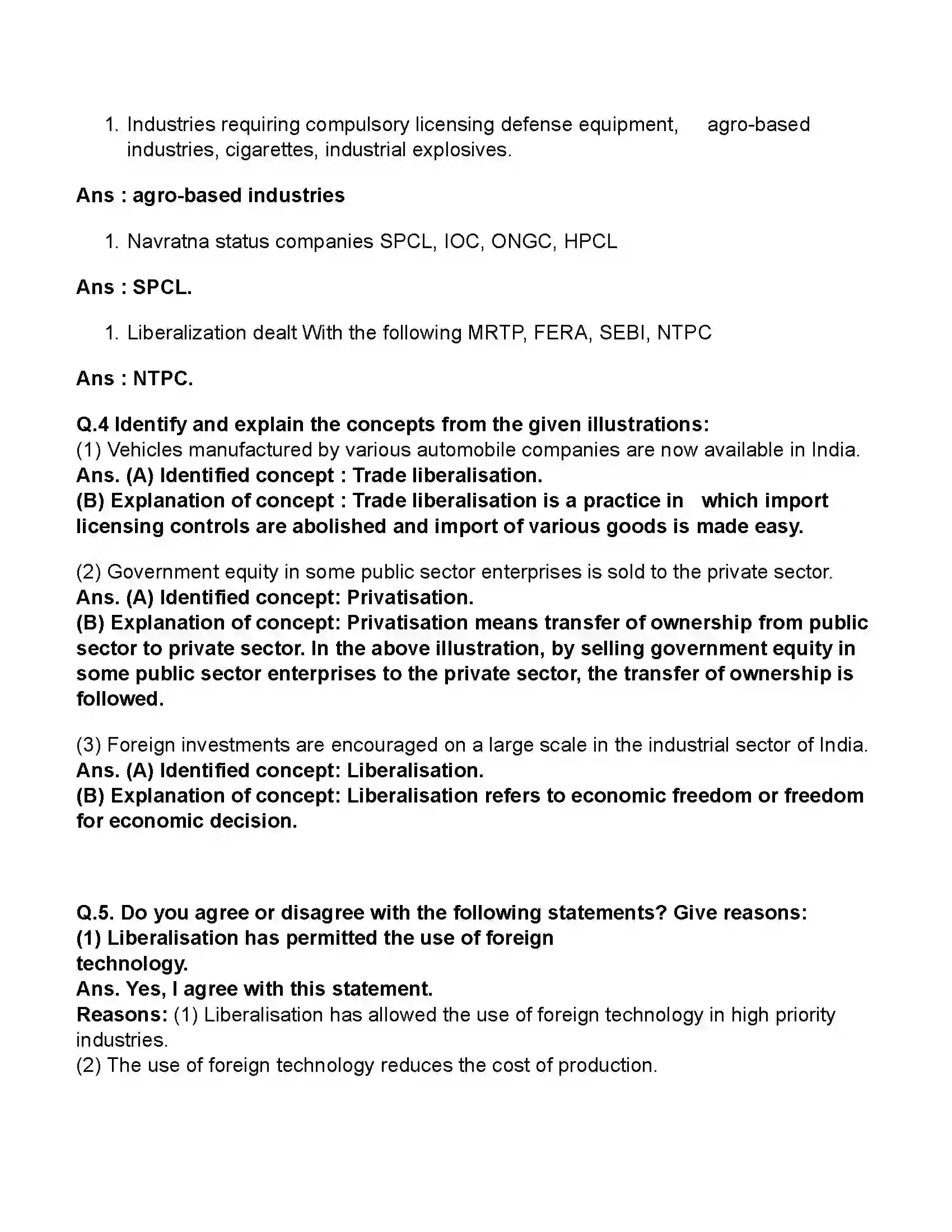 Maharashtra Board Class 11th Economics Economic Policy in India Since 1991 Revision Note 2