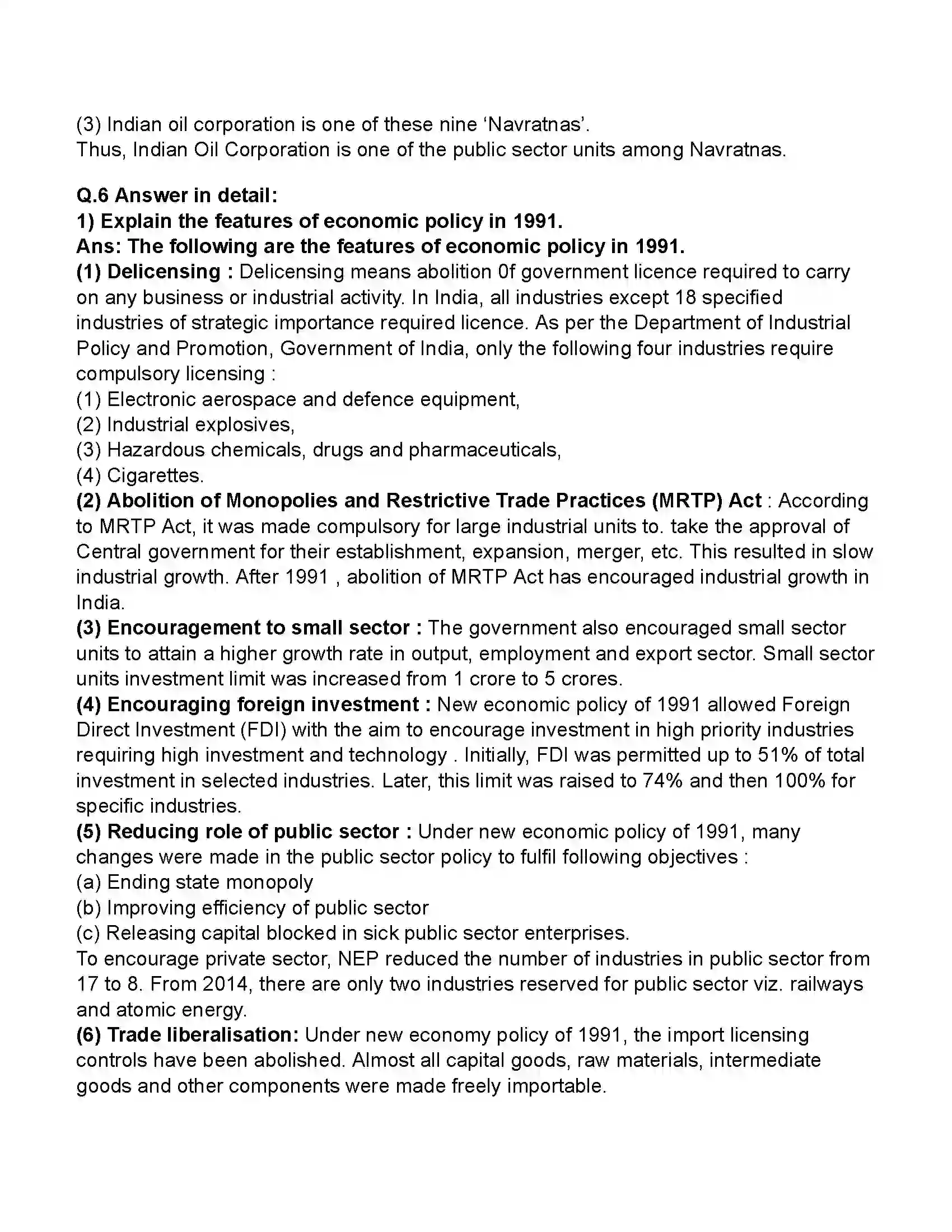 Maharashtra Board Class 11th Economics Economic Policy in India Since 1991 Revision Note 4
