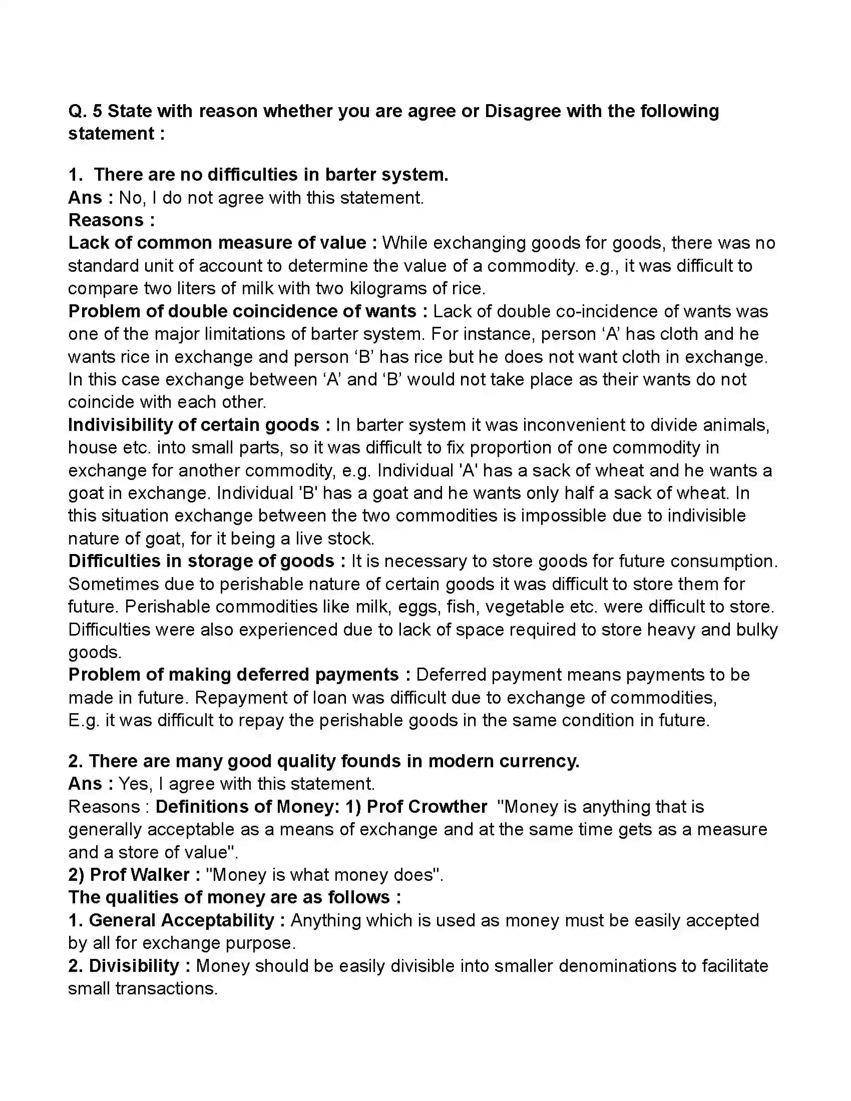 Maharashtra Board Class 11th Economics Money Revision Note 3