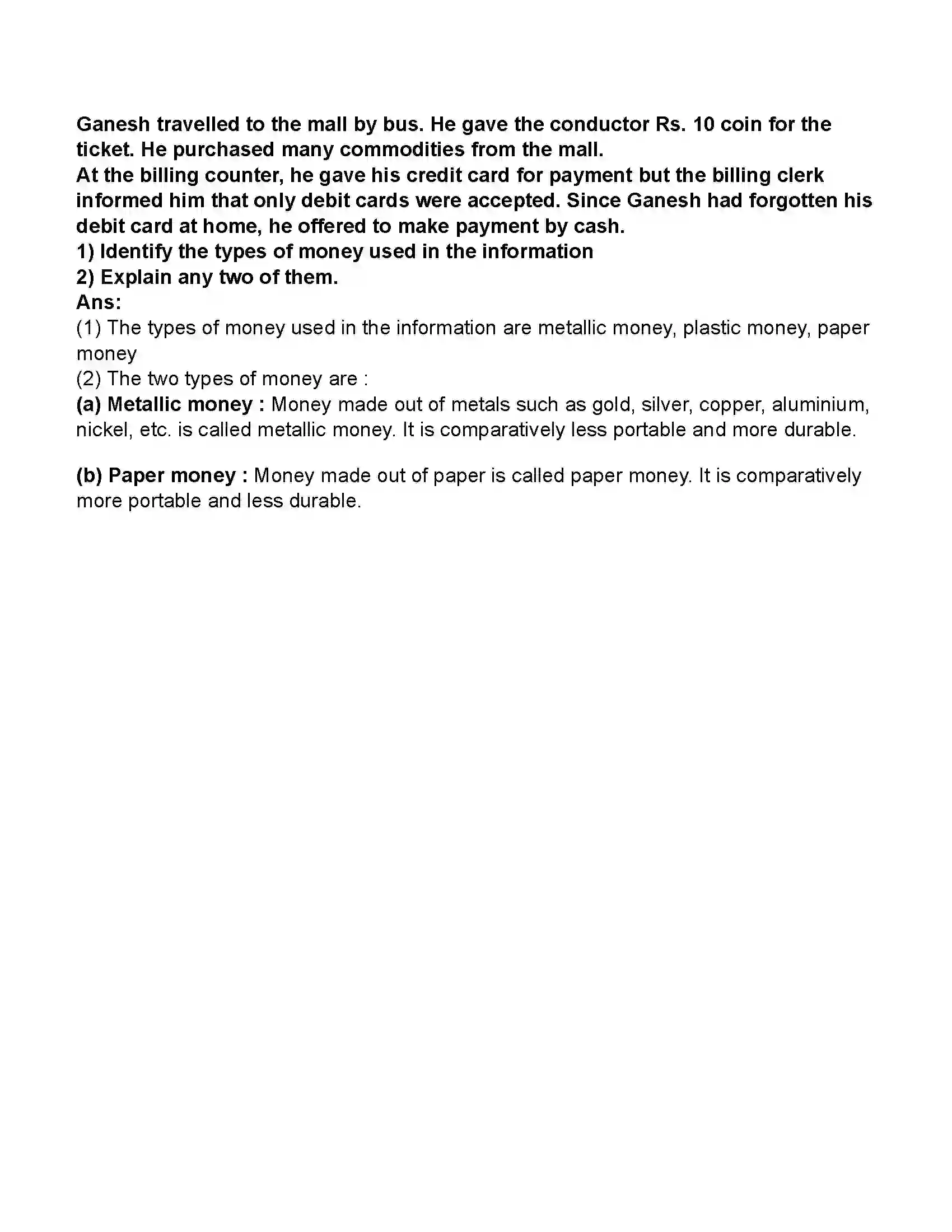 Maharashtra Board Class 11th Economics Money Revision Note 5