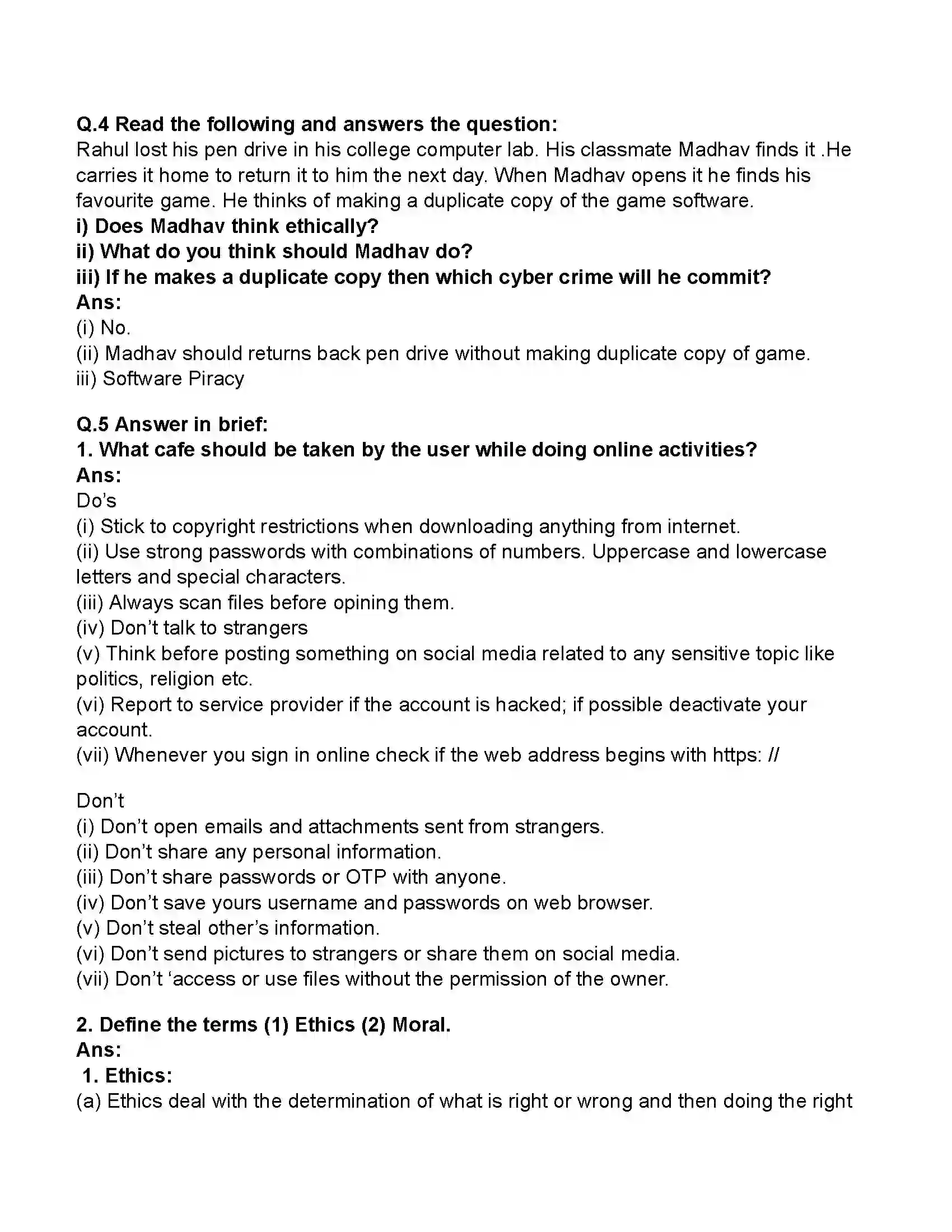 Maharashtra Board Class 11th Information Technology Cyber Law Revision Note 2