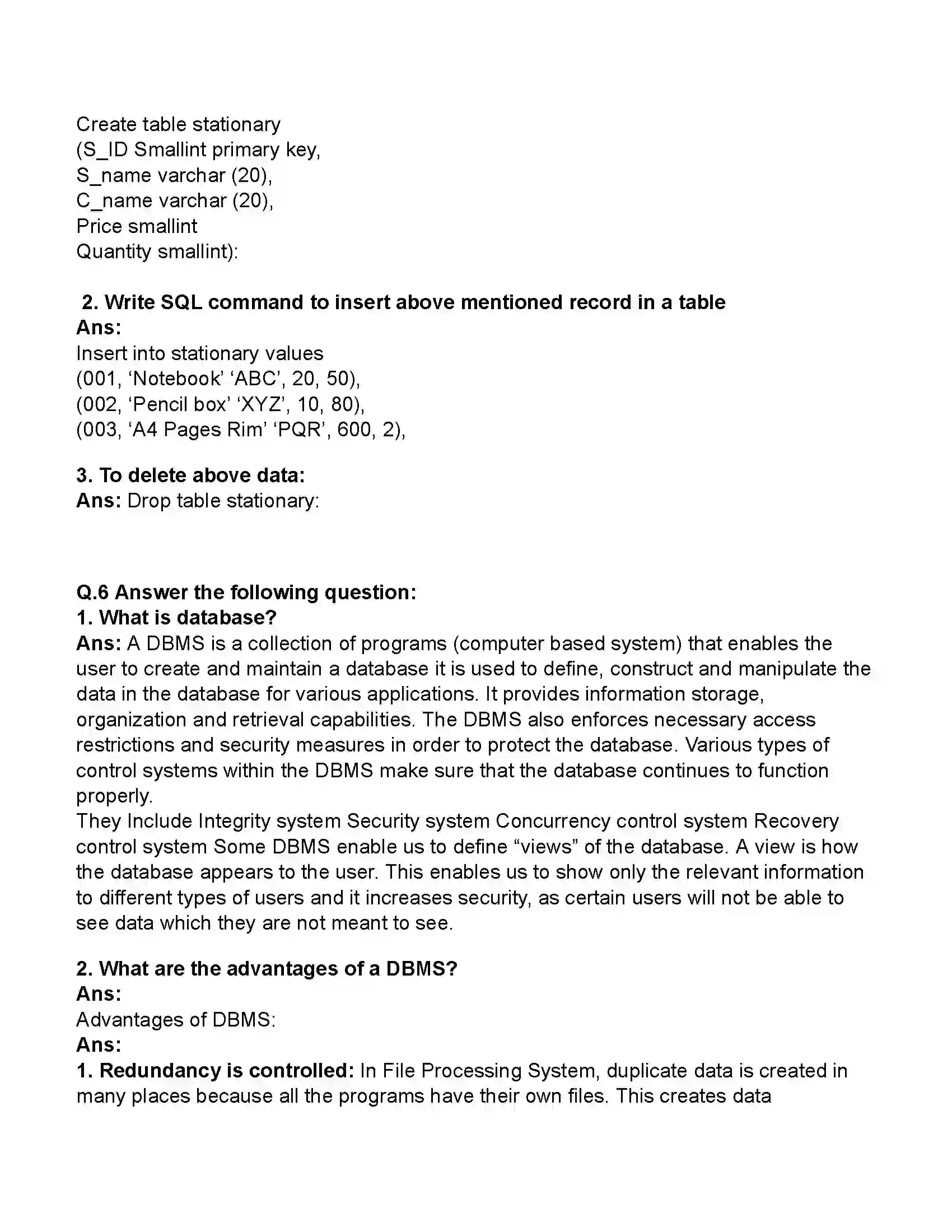 Maharashtra Board Class 11th Information Technology Introduction to DBMS Revision Note 4
