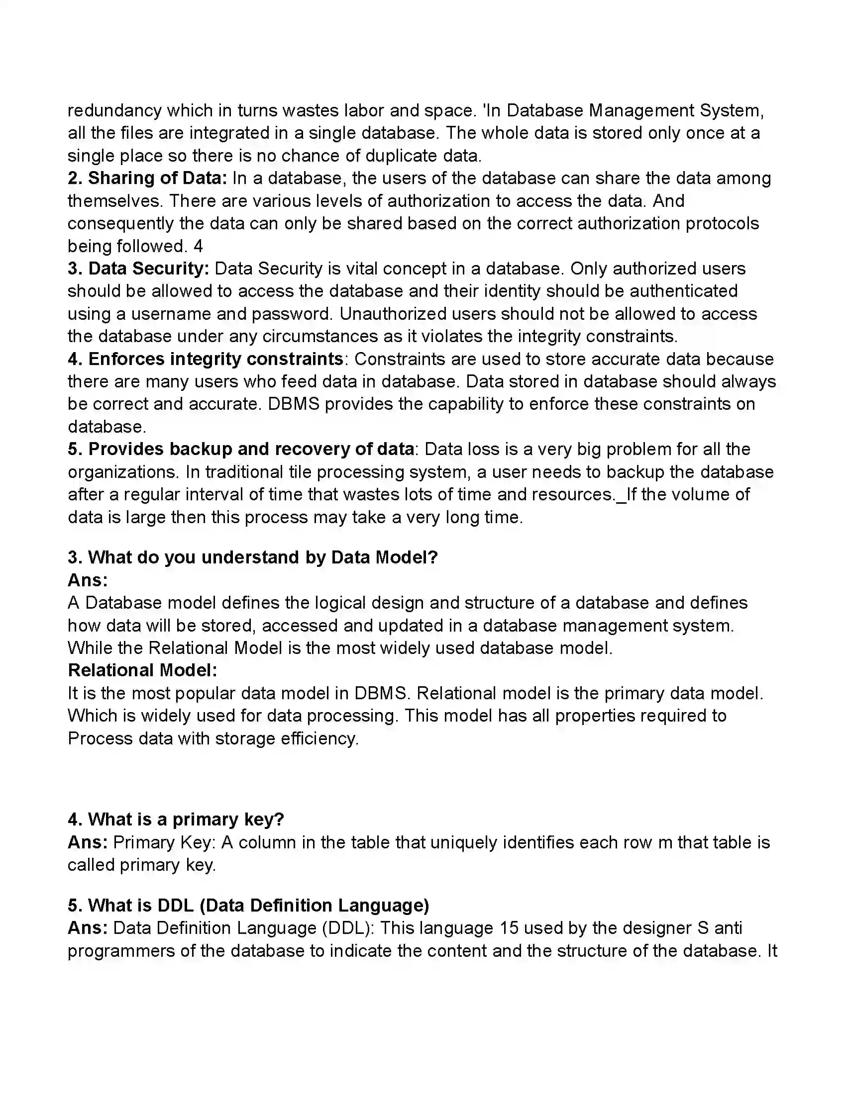 Maharashtra Board Class 11th Information Technology Introduction to DBMS Revision Note 5