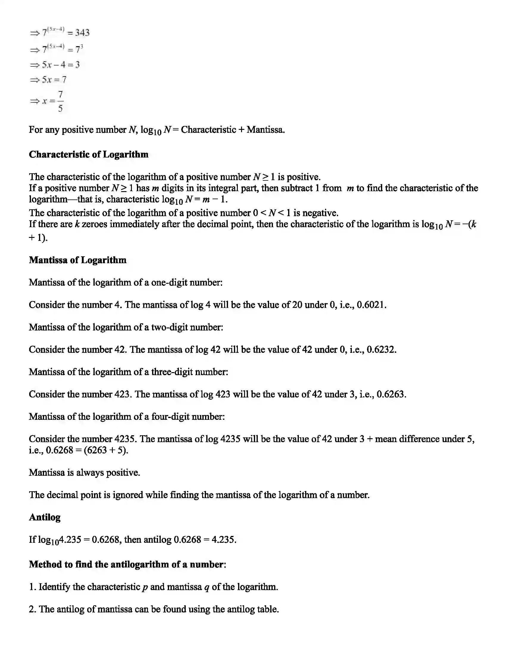 Maharashtra Board Class 11th Mathematics Part - II Logarithms Revision Note 2