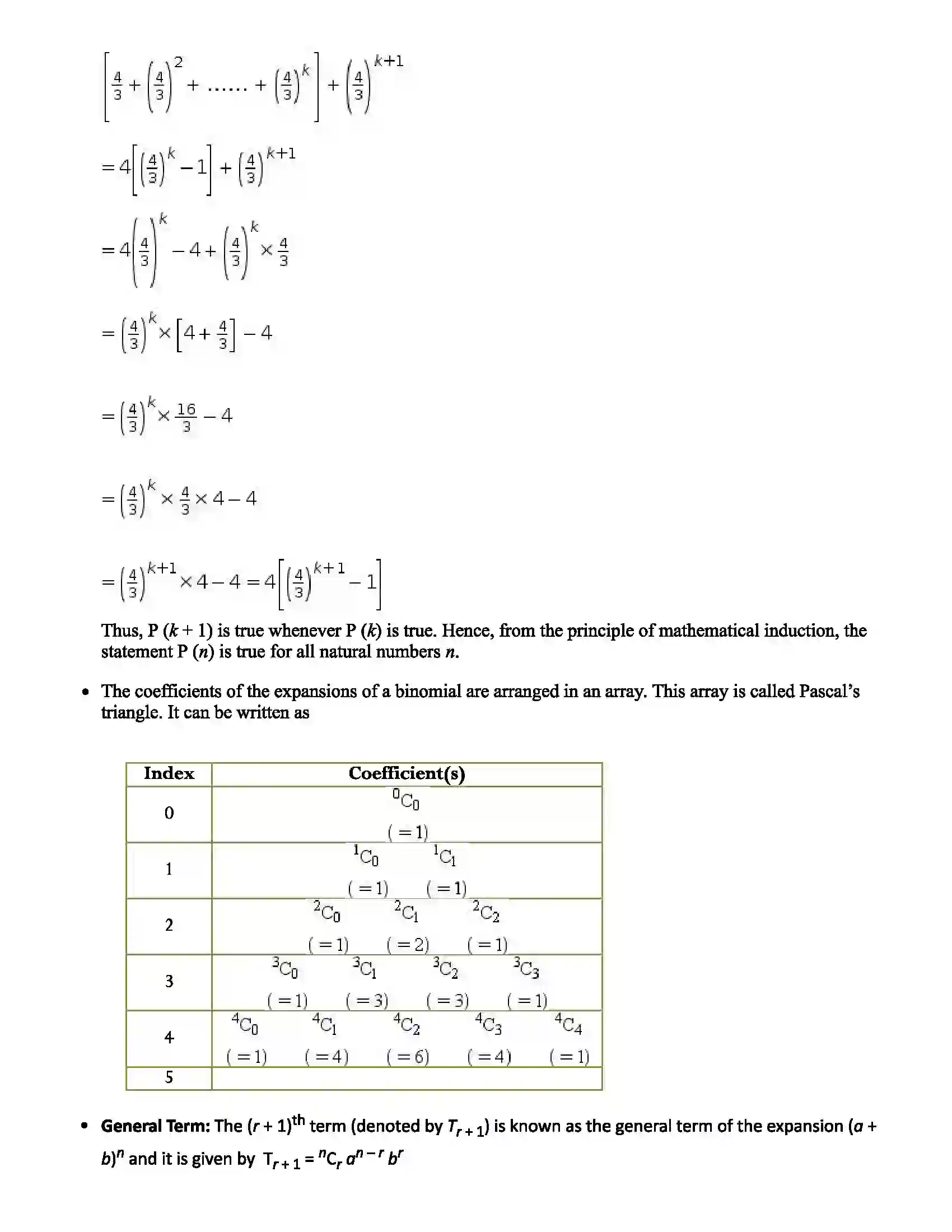 Maharashtra Board Class 11th Mathematics Part - II Method of Induction and Binomial Theorem Revision Note 2