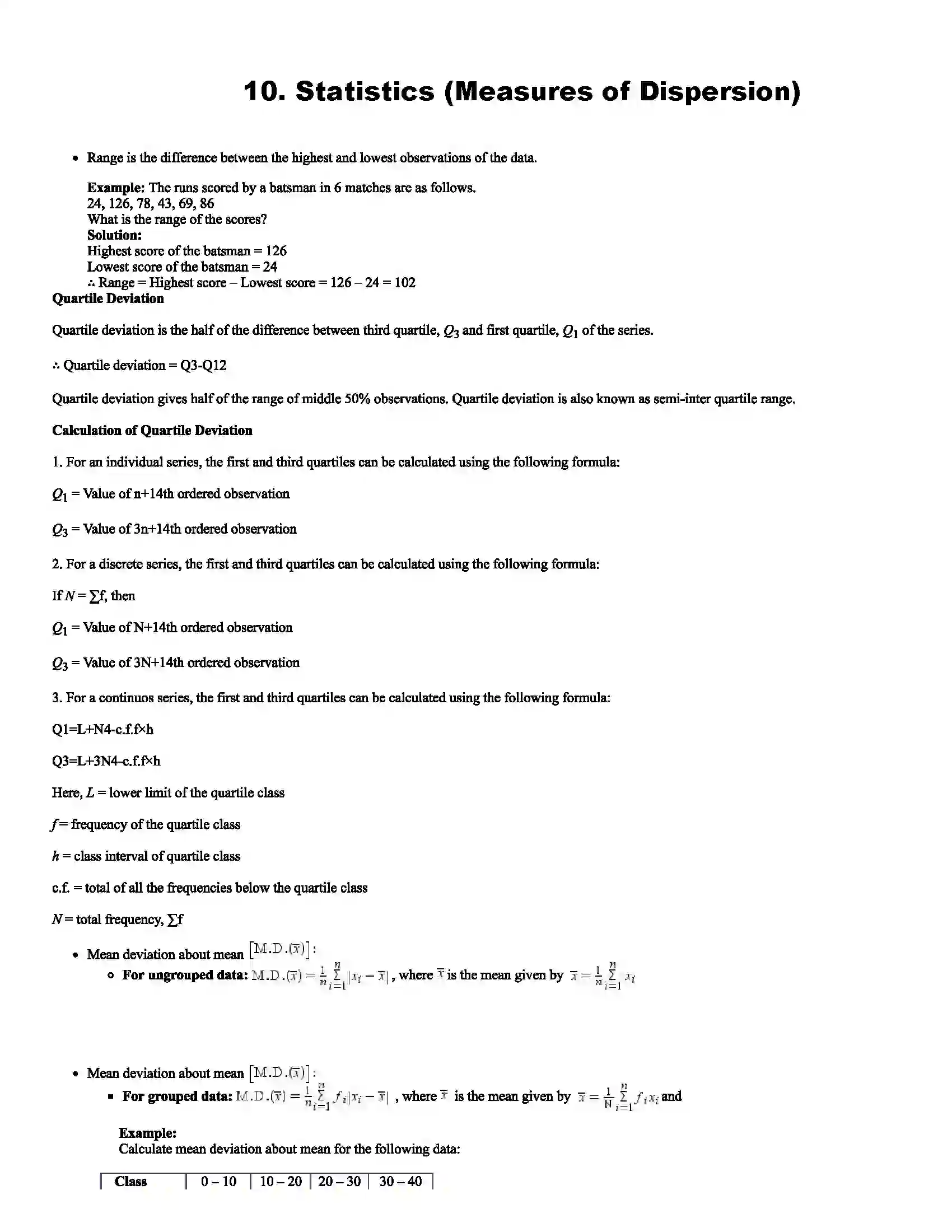 Maharashtra Board Class 11th Mathematics Part - II Statistics (Measures of Dispersion) Revision Note 1